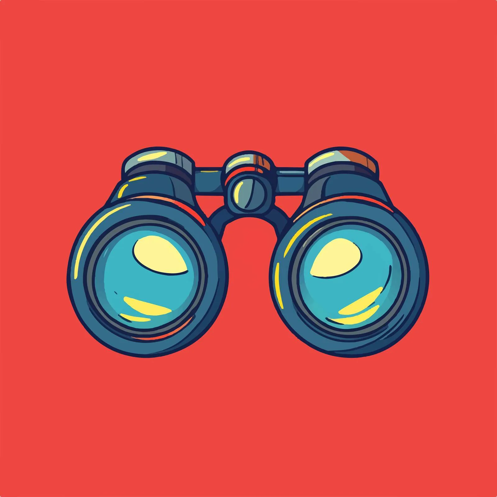 Binoculars Icon Vector on Red Background – free optics image from Dotvec