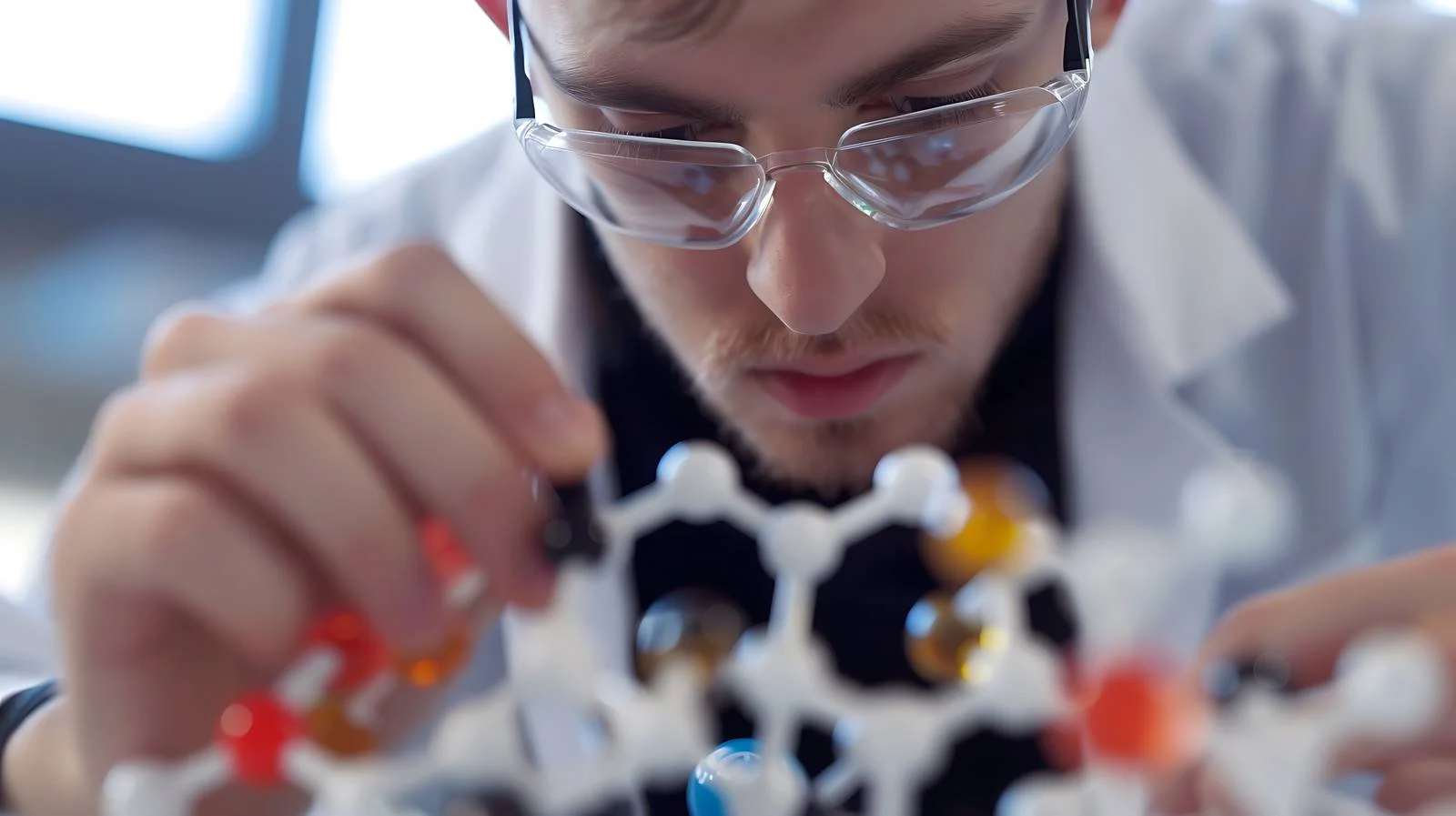 Biotech Research Scientist Analyzing Molecular Model — free download from Dotvec