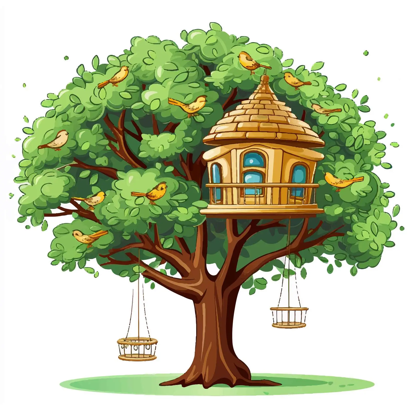 Bird Feeder and Tree Home Cartoon Vector — free download from Dotvec