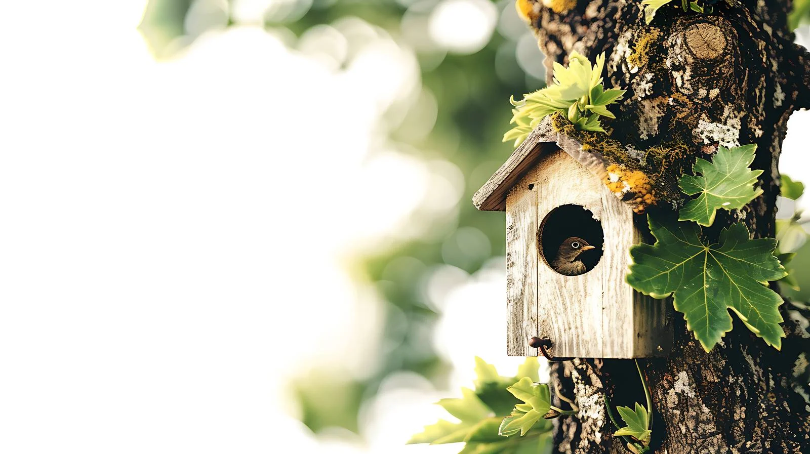 Charming Birdhouse in Lush Oak Tree — free download from Dotvec