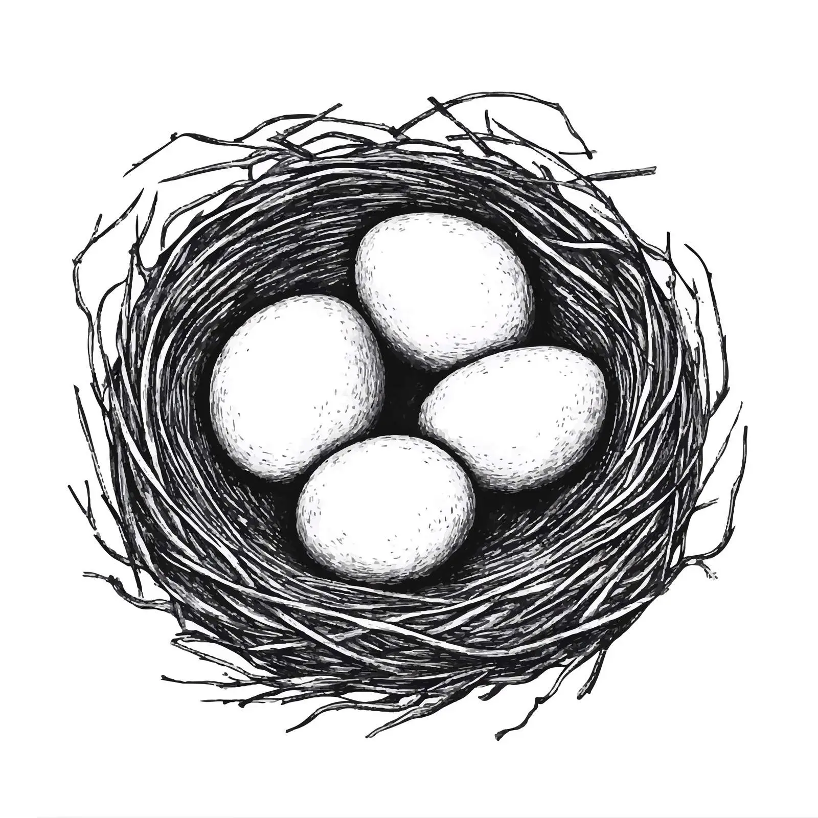Cartoon Bird Nest with Three Eggs — free download from Dotvec