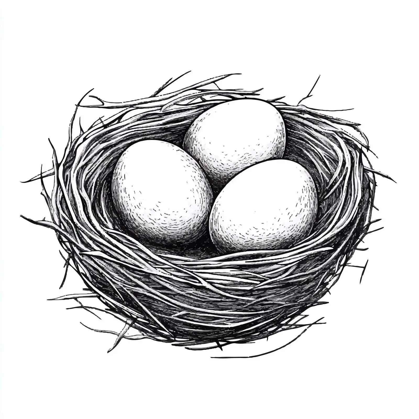 Bird Nest with Three Eggs Illustration — free download from Dotvec