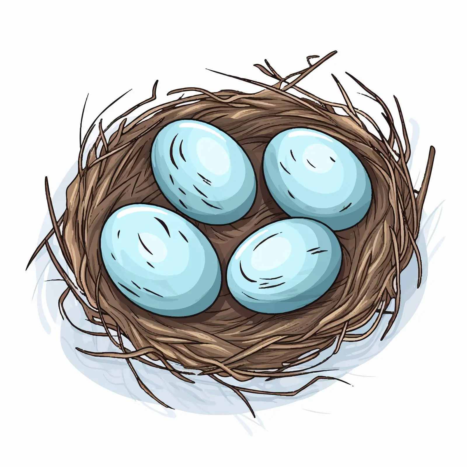 Vector Illustration of Bird Nest with Eggs — free download from Dotvec
