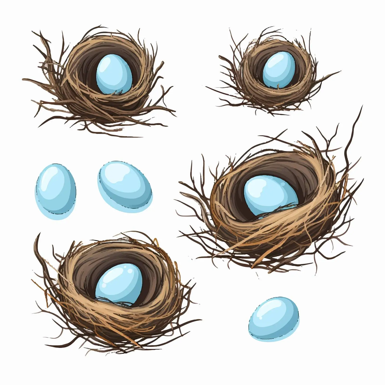 Vector Illustration of Bird Nest with Eggs — free download from Dotvec