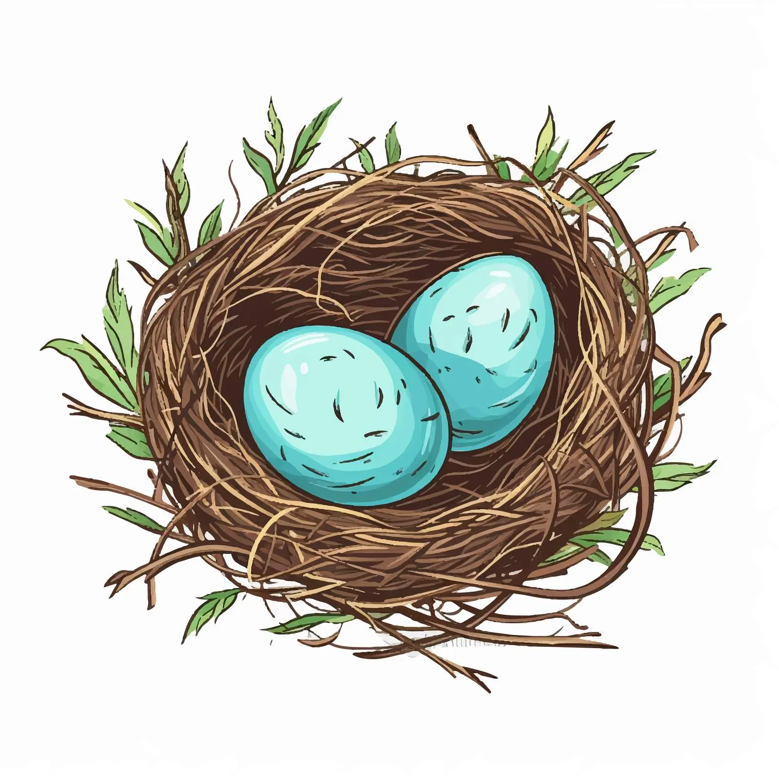 Bird Nest with Eggs Vector Illustration — free download from Dotvec