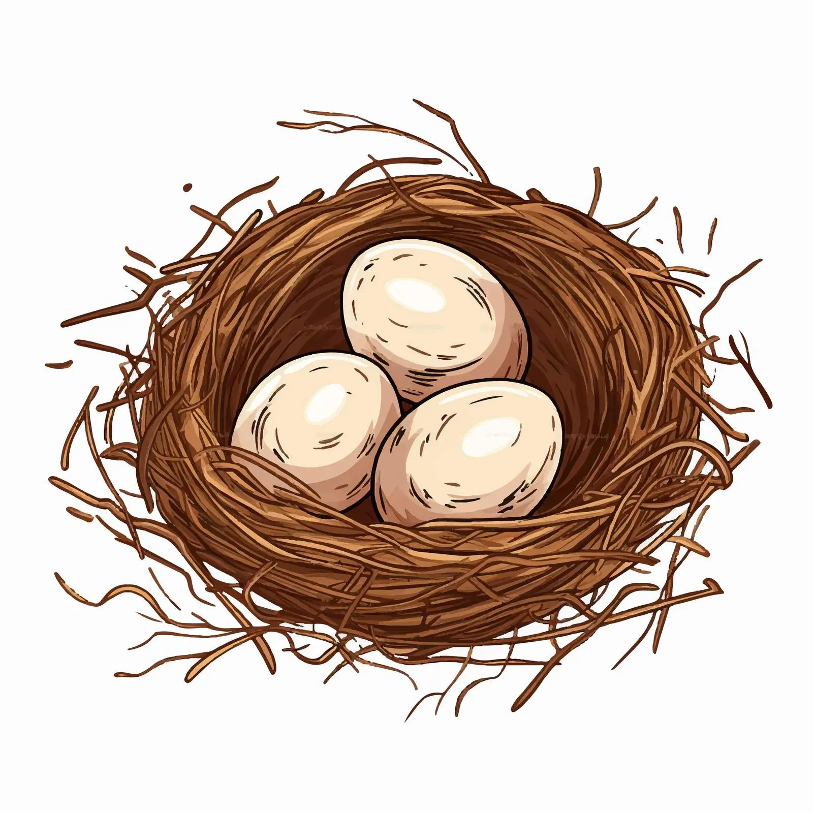 Bird Nest with Eggs Vector Illustration — free download from Dotvec