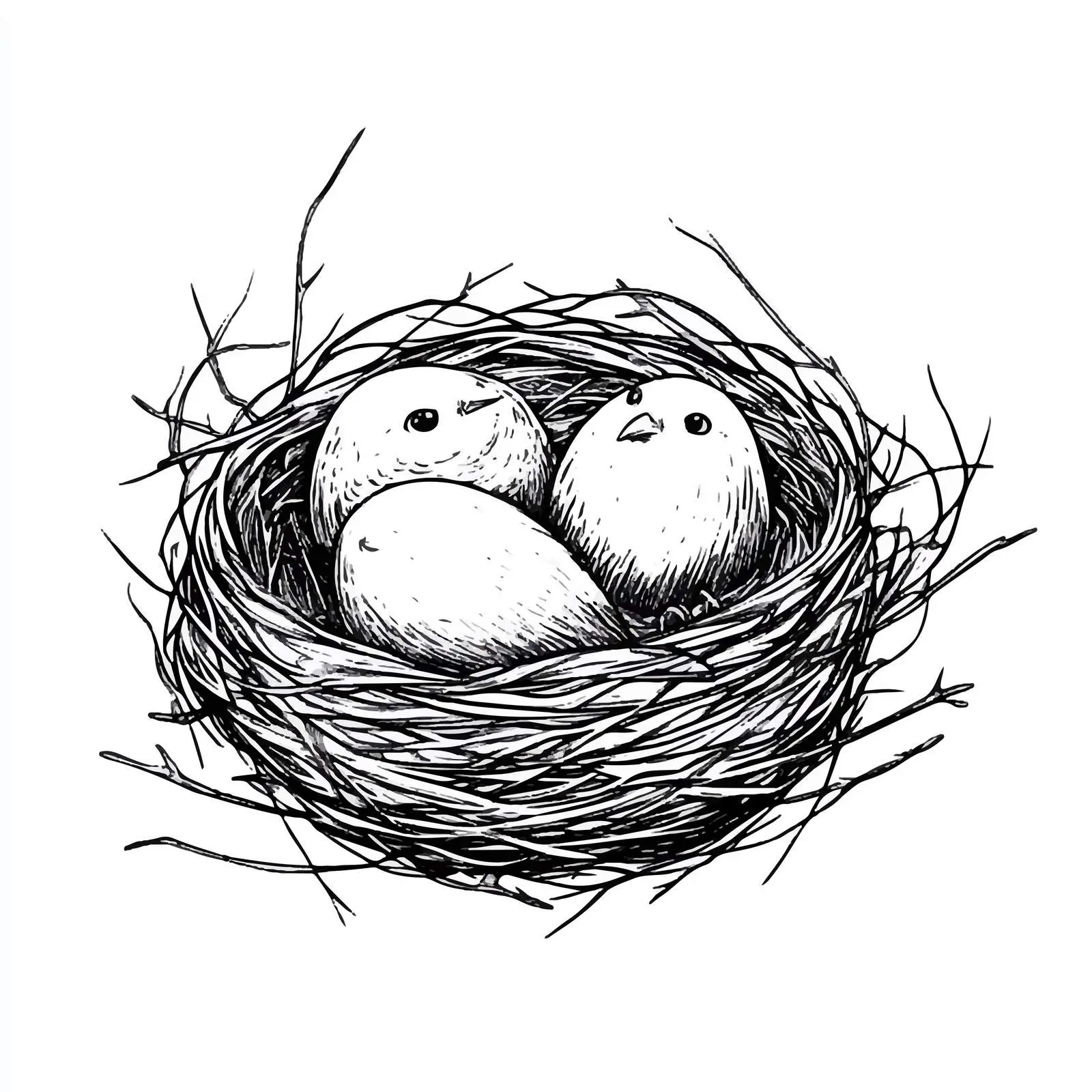 Cartoon Bird Nest on Tree Vector — free download from Dotvec