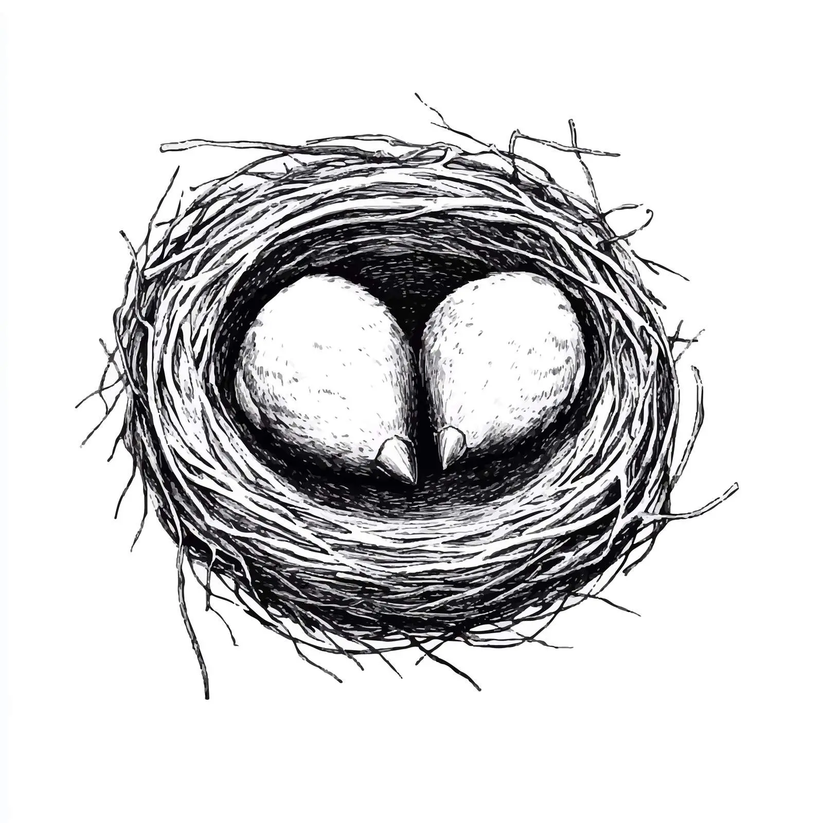 Cartoon Bird Nest on Tree Vector — free download from Dotvec
