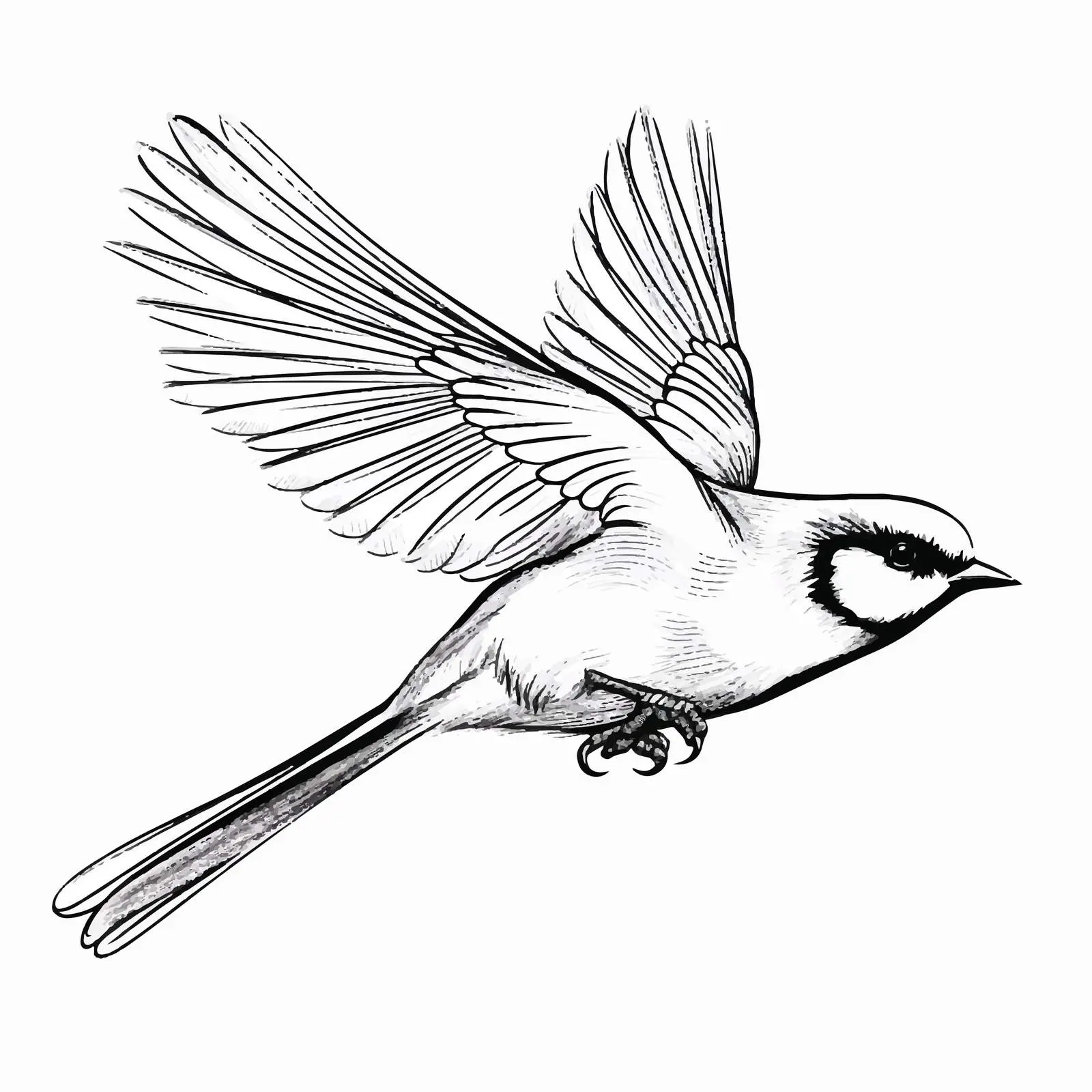 Bird Outline Vector Illustration on White Background — free download from Dotvec