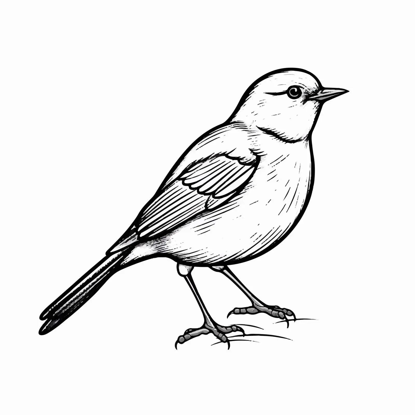 Bird Outline Vector Illustration on White Background — free download from Dotvec