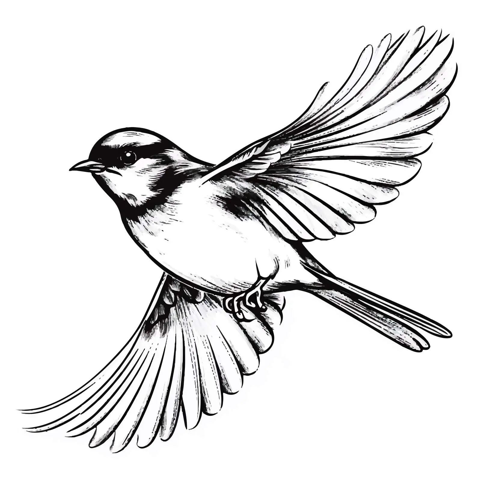 Bird Outline Vector Illustration on White Background – free illustration clipart image from Dotvec