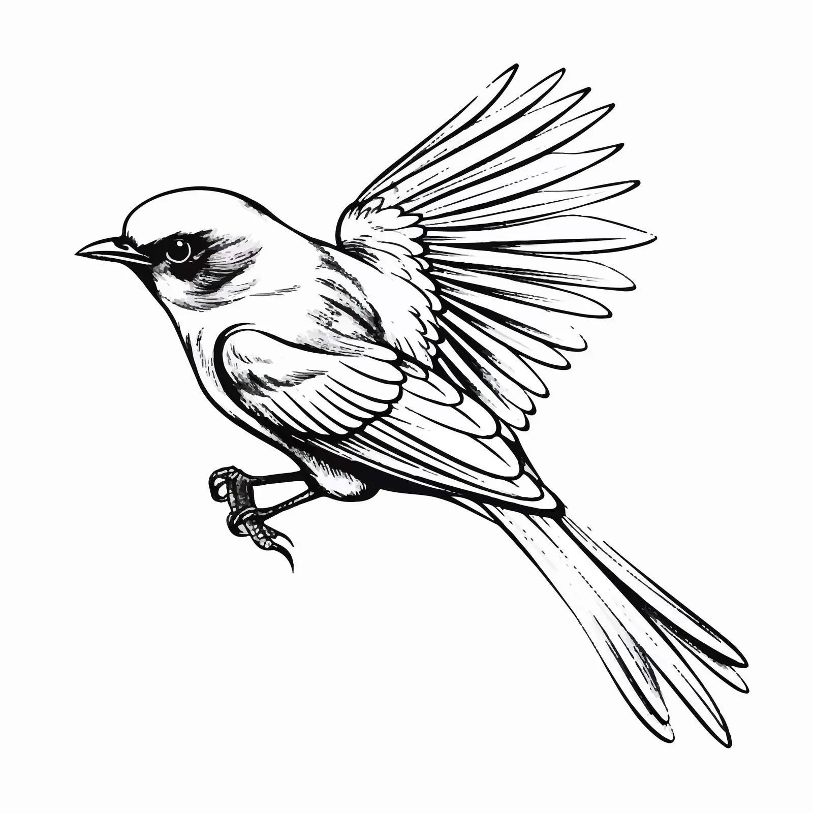 Bird Outline Vector Illustration on White Background — free download from Dotvec
