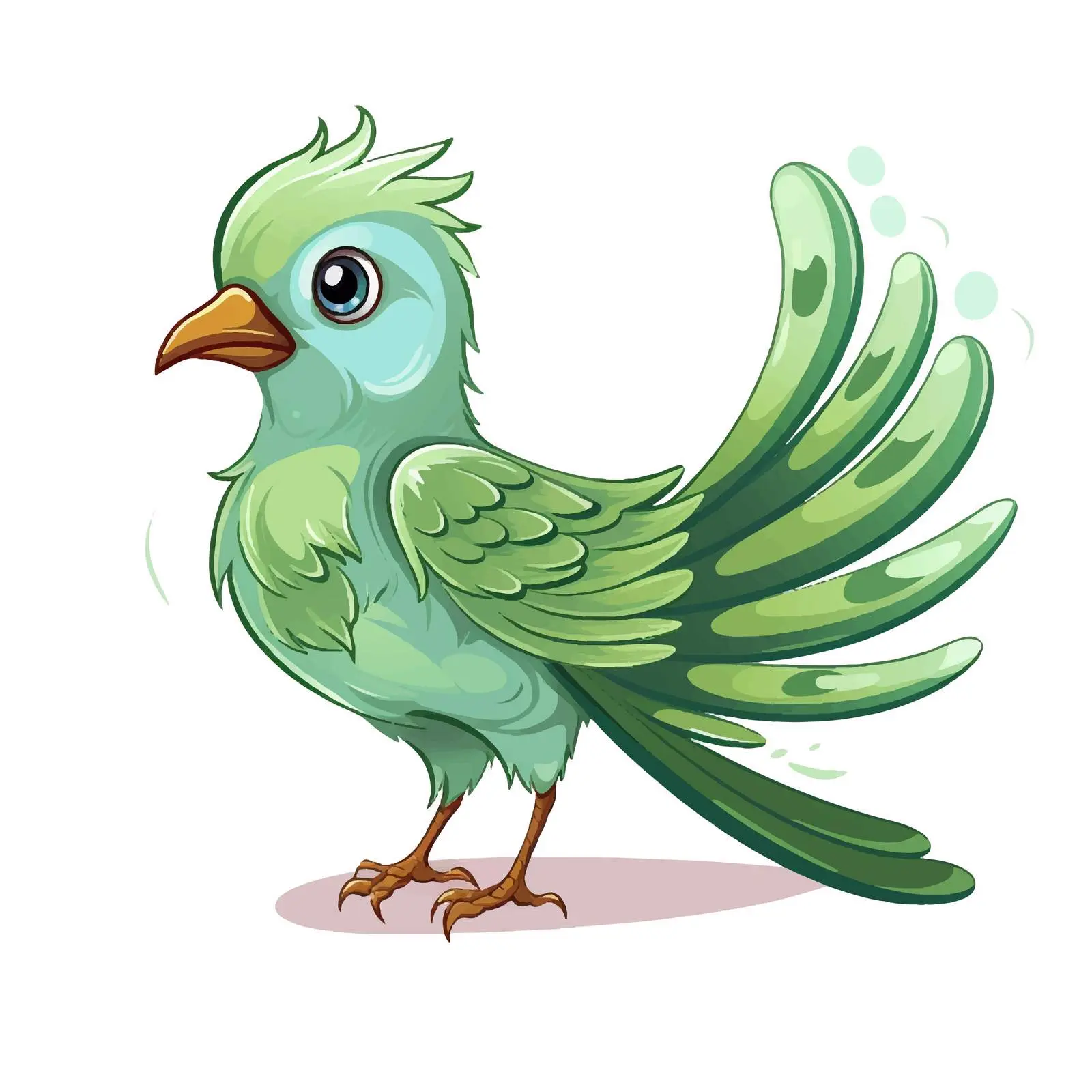 Cartoon Bird with Green Feathers Vector Illustration — free download from Dotvec