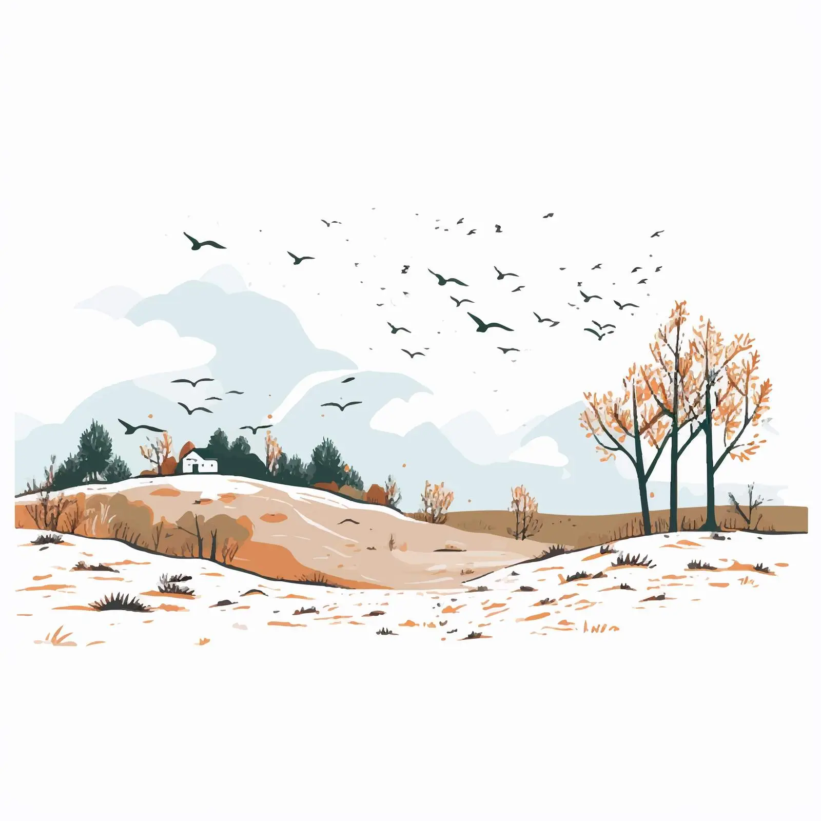 Bird Migration Outline Vector Illustration – free migration image from Dotvec