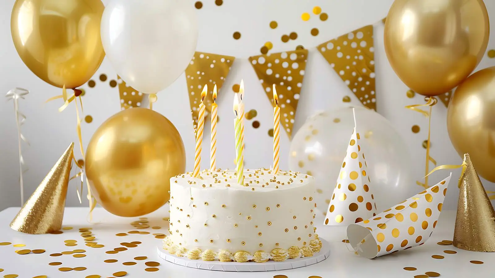 Colorful Birthday Party Setup with Cake and Balloons – free balloon image from Dotvec