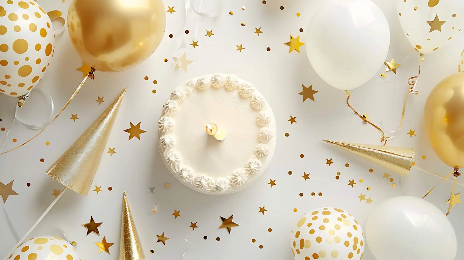 Colorful Birthday Party Elements on White Background – free festive decor image from Dotvec