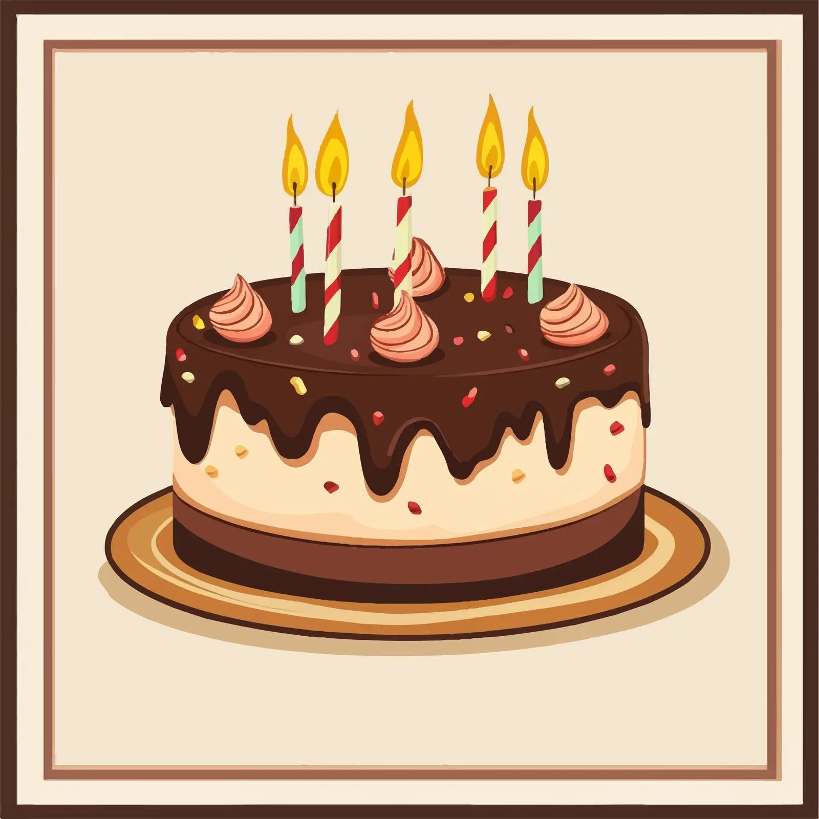 Chocolate Birthday Cake Vector Illustration — free download from Dotvec