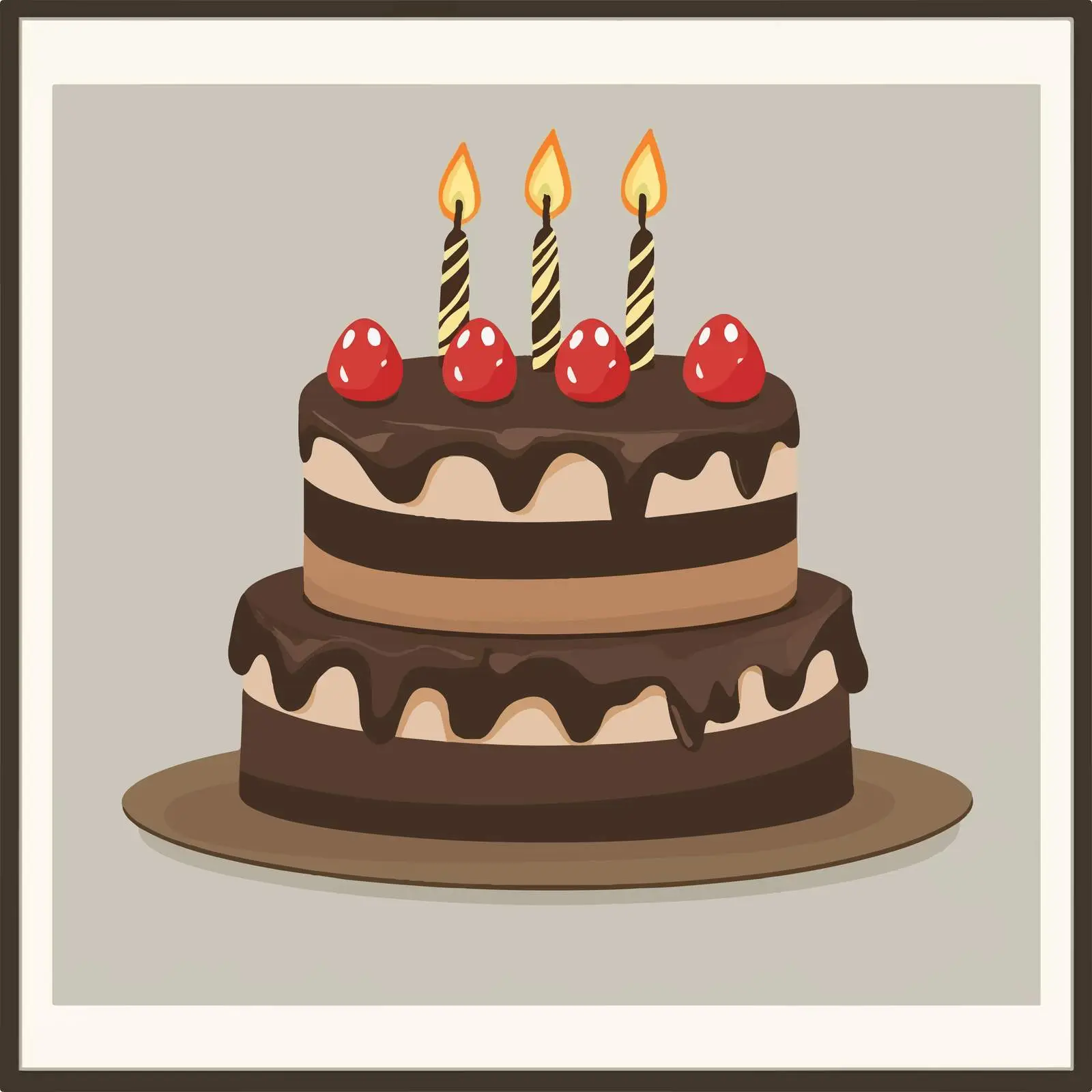 Chocolate Birthday Cake Vector Illustration — free download from Dotvec