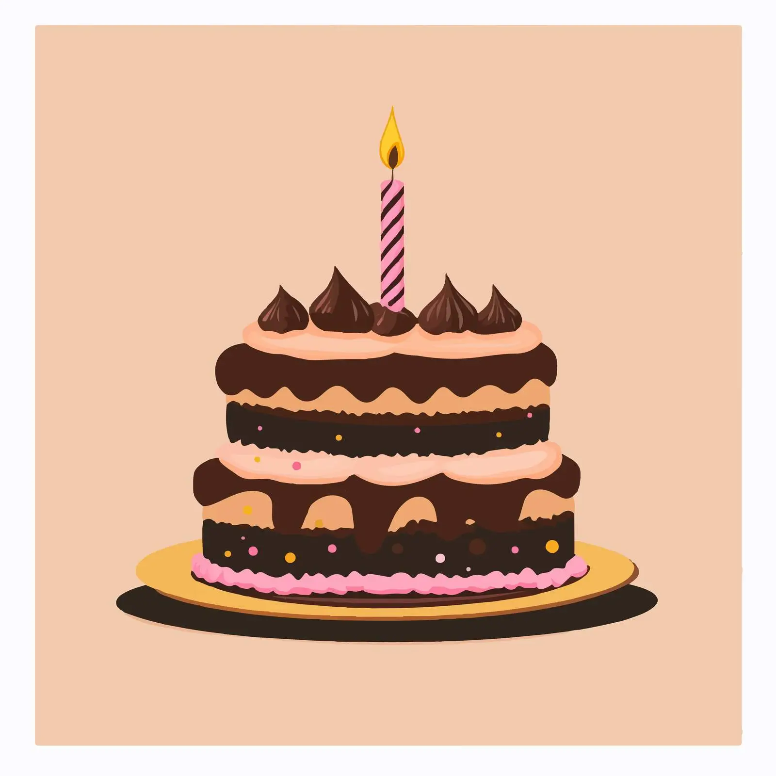 Chocolate Birthday Cake Vector Illustration — free download from Dotvec