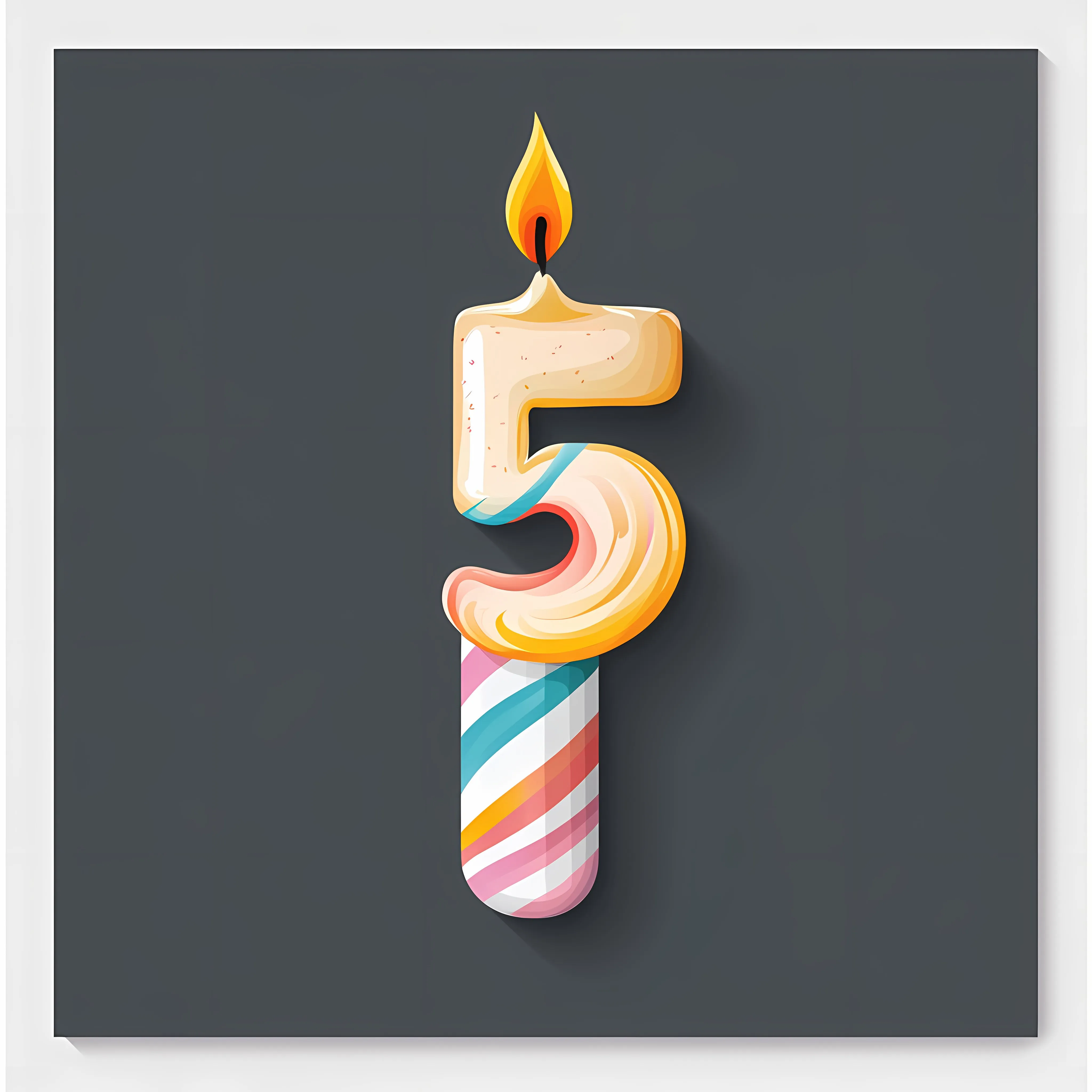 Flat Vector Illustration of Birthday Candle Number Five — free download from Dotvec