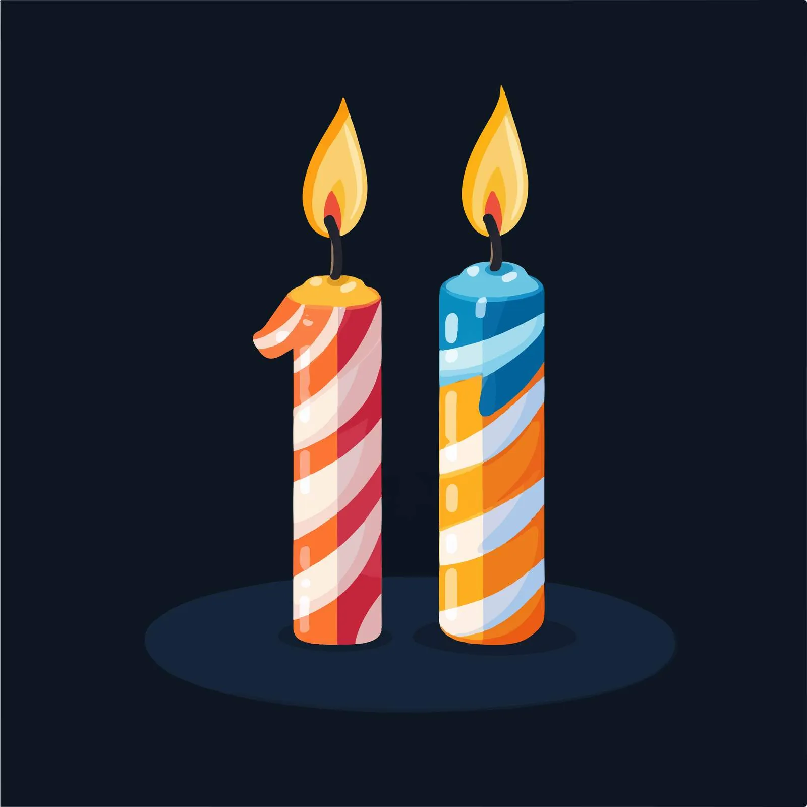 Flat Vector Illustration of Birthday Candle Number Two – free birthday theme image from Dotvec