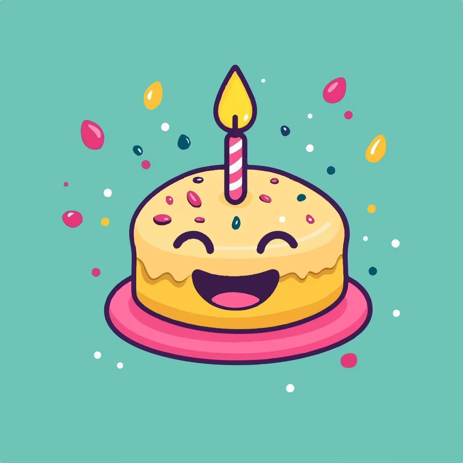 Birthday Emoji Cake Flat Vector Illustration — free download from Dotvec