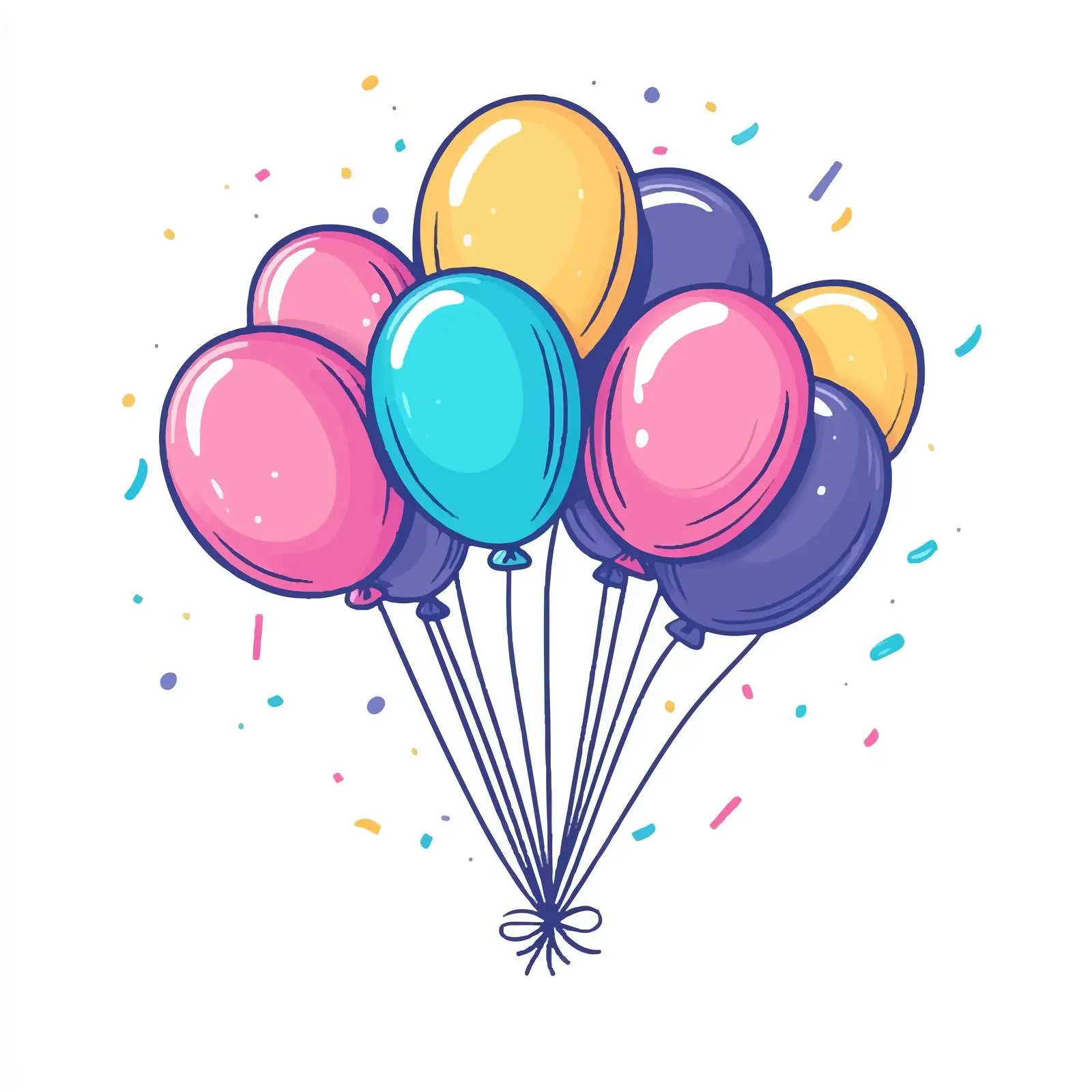 Colorful Birthday Party Balloon Bunch — free download from Dotvec