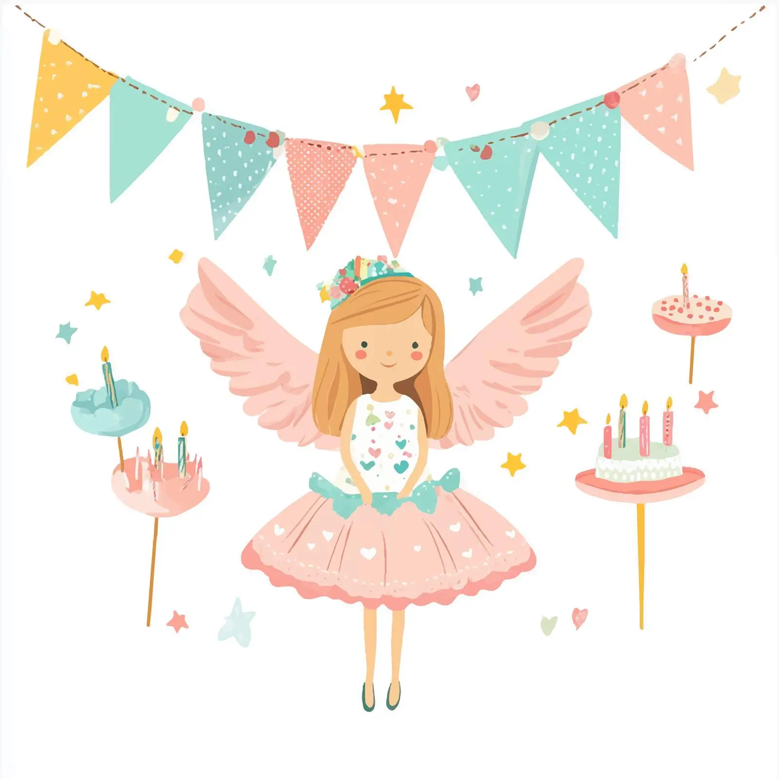 Angelic Birthday Party Bunting Design — free download from Dotvec