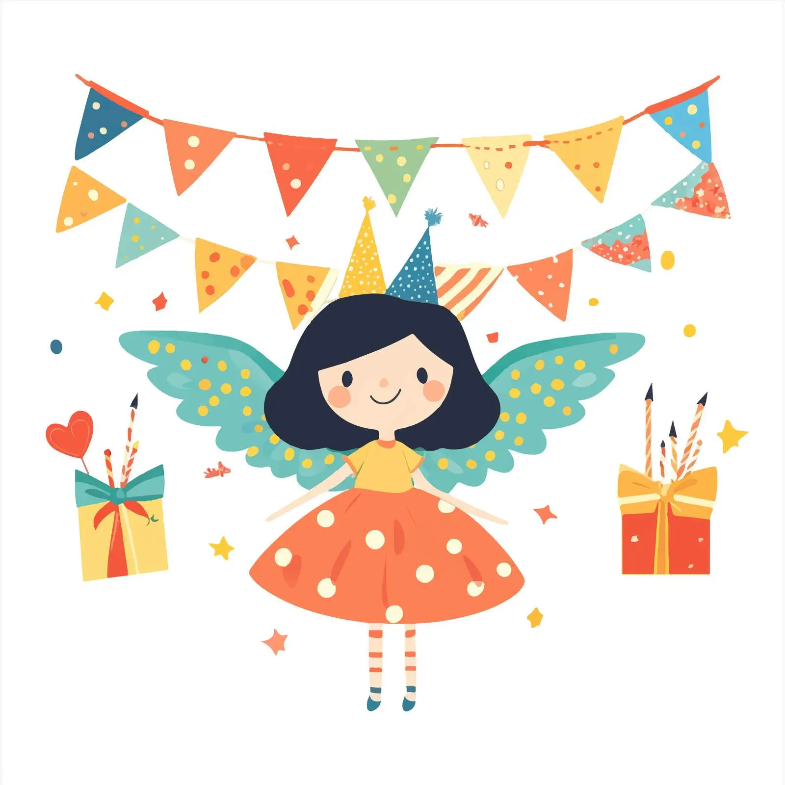 Angel Birthday Party Bunting Design — free download from Dotvec