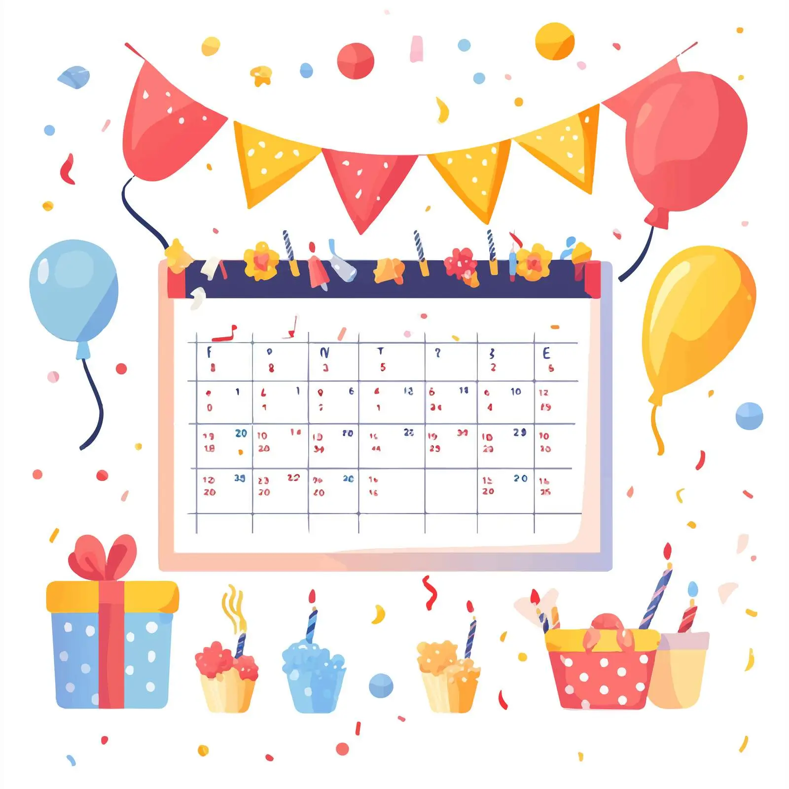 Birthday Party Calendar Vector Illustration — free download from Dotvec