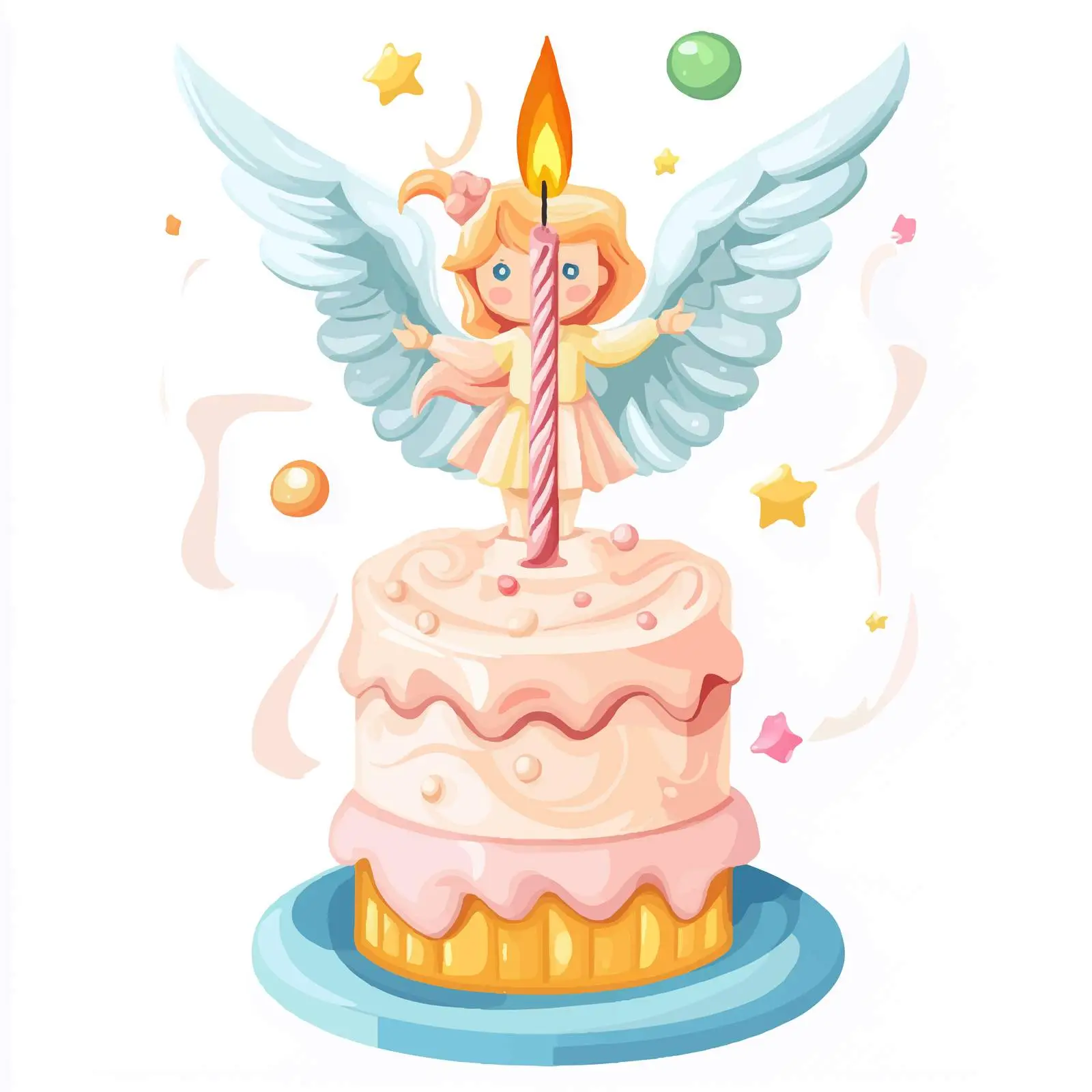 Angel Birthday Party Candle Design — free download from Dotvec