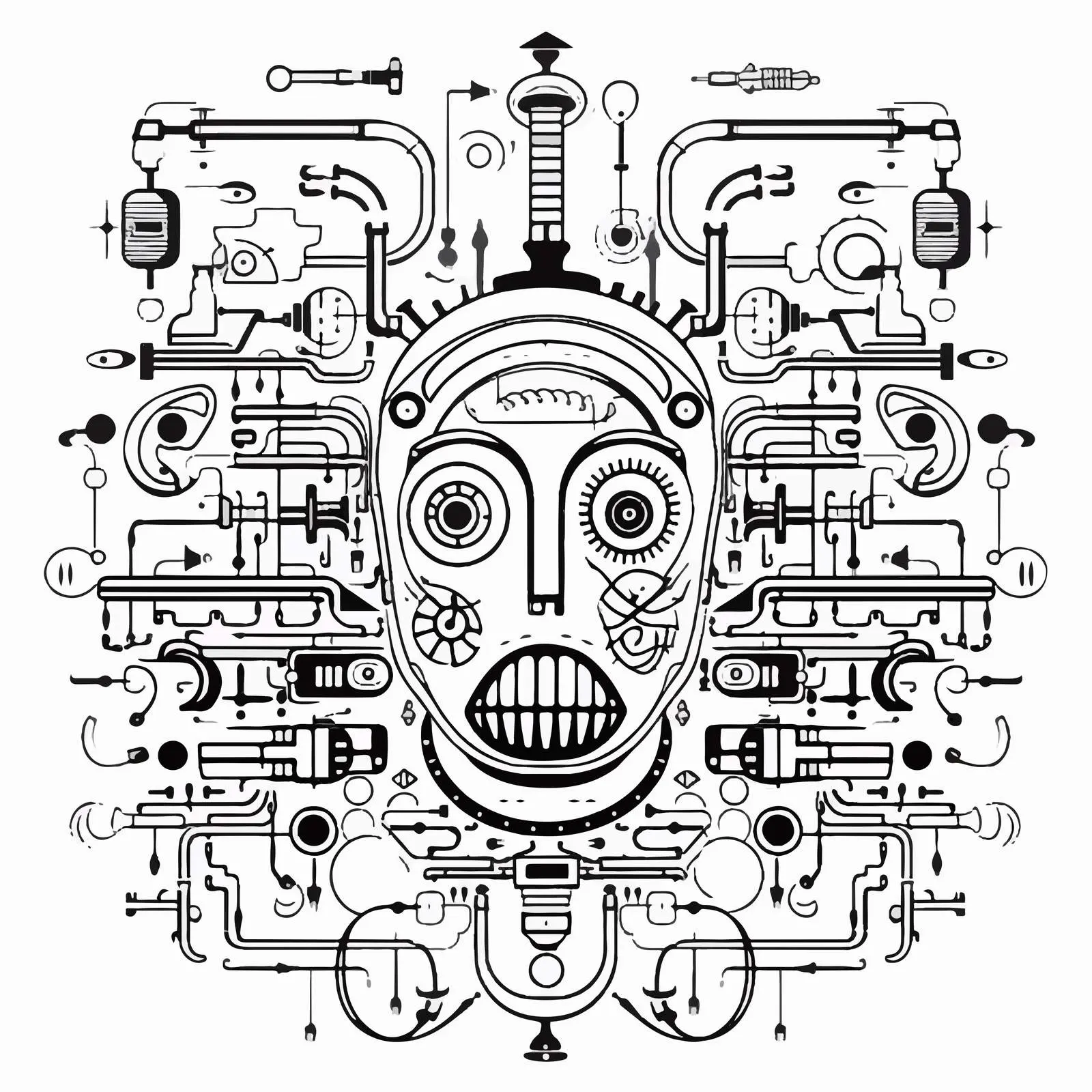 Bit Outline Vector Illustration on White Background – free versatile graphic image from Dotvec