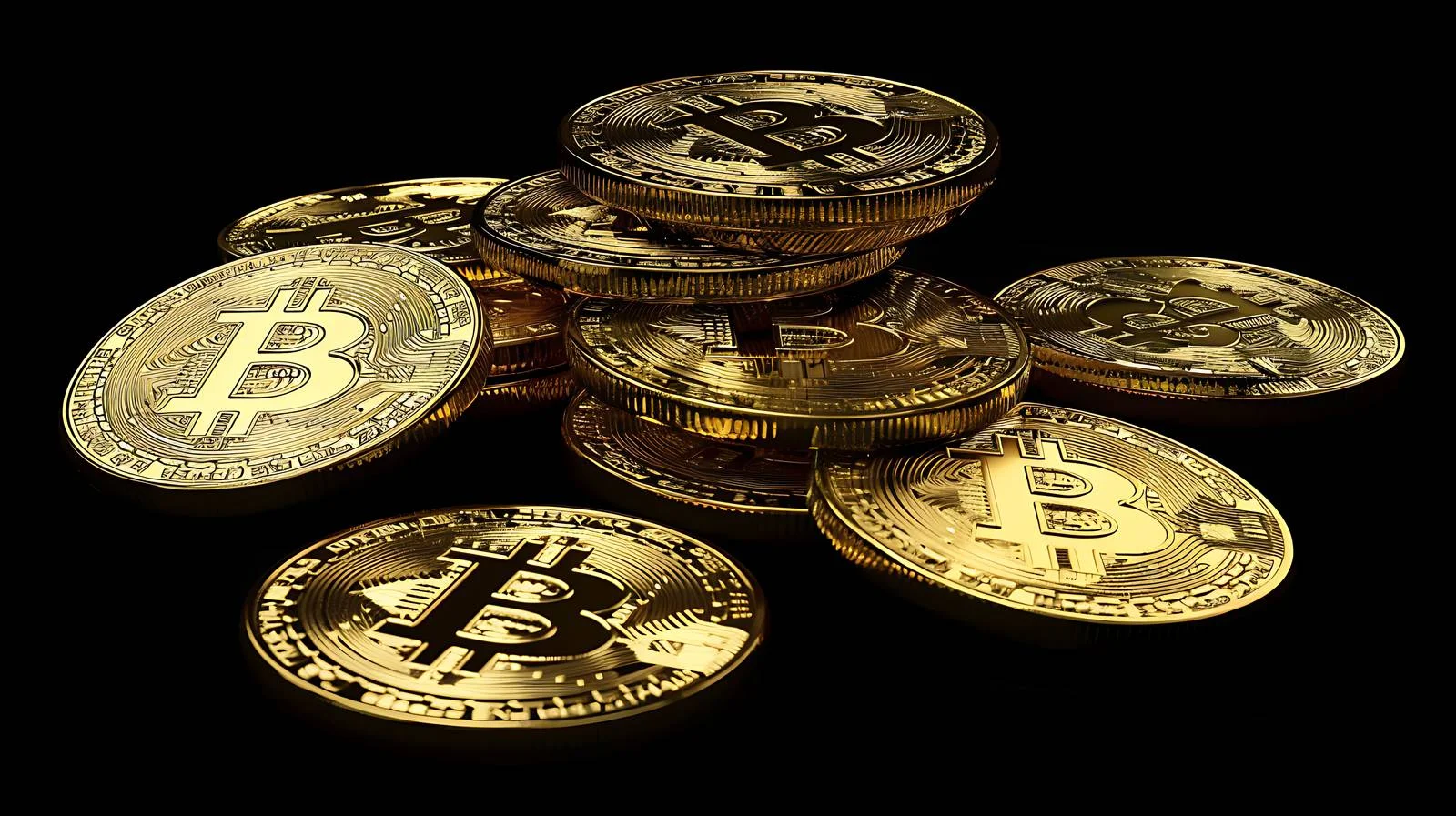 Bitcoin Coins on Black Background — free download from Dotvec