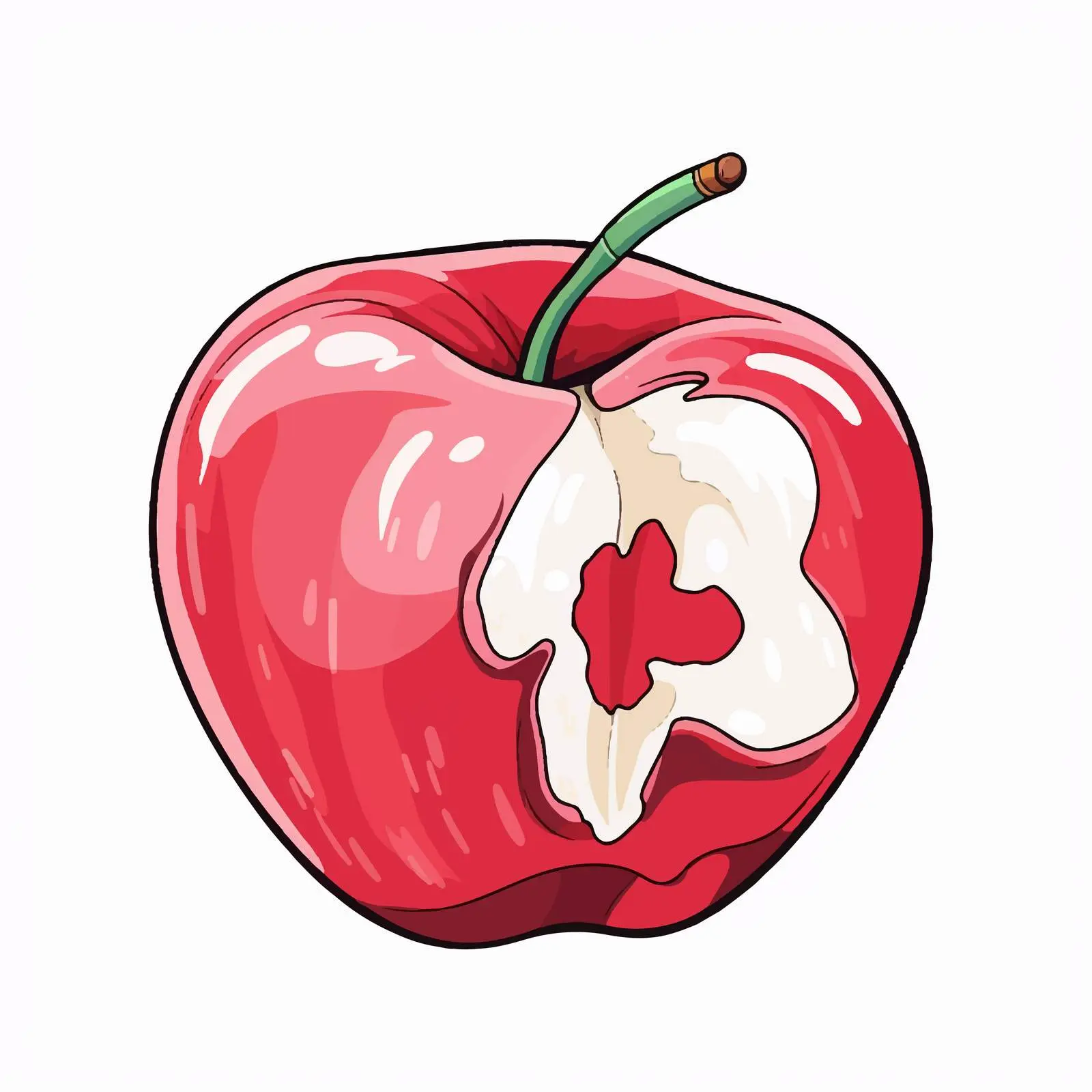 Bitten Apple Illustration on White Background – free artistic interpretation image from Dotvec