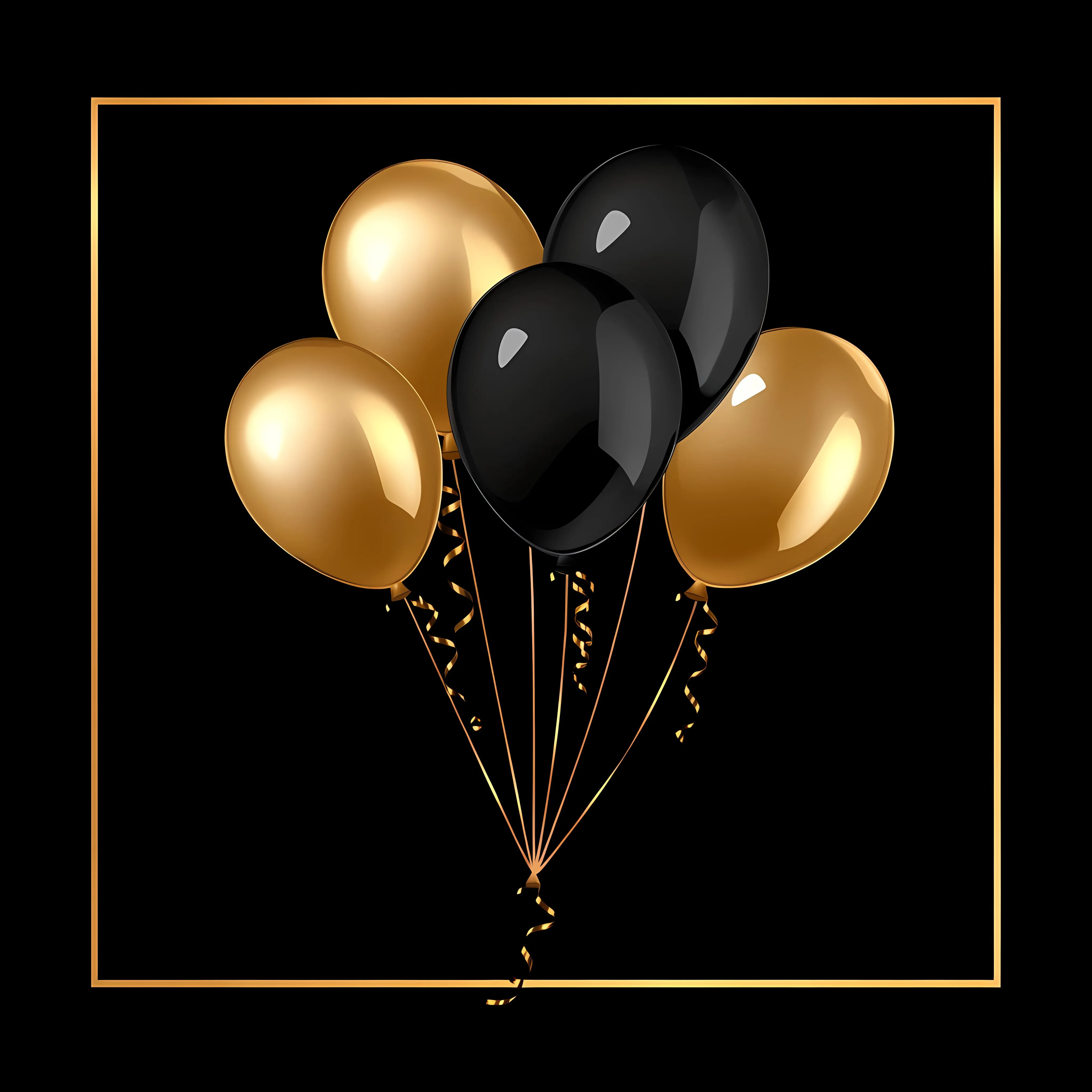 Black and Gold Birthday Balloons Vector Illustration — free download from Dotvec