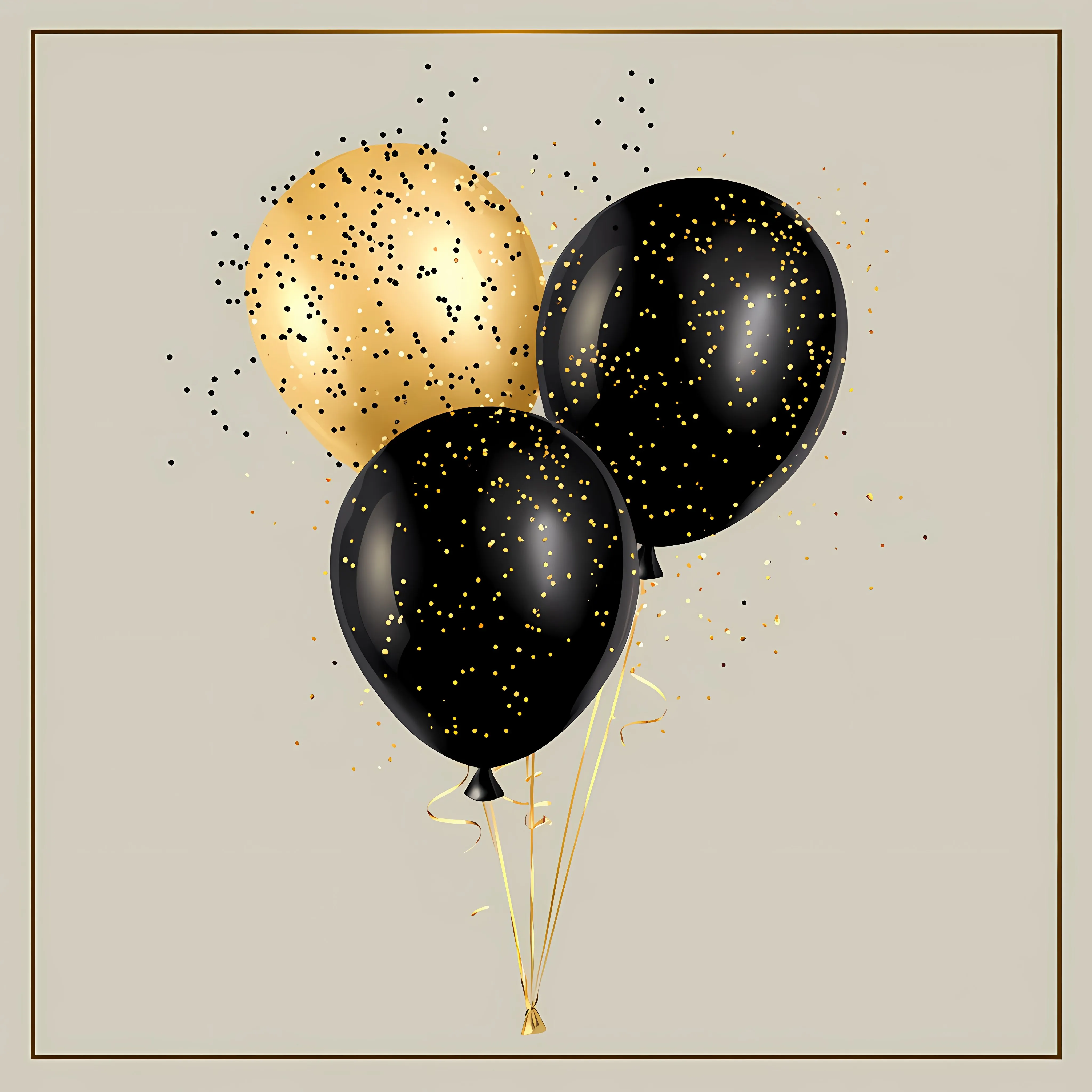 Black and Gold Birthday Balloons Vector Illustration – free air balloons image from Dotvec
