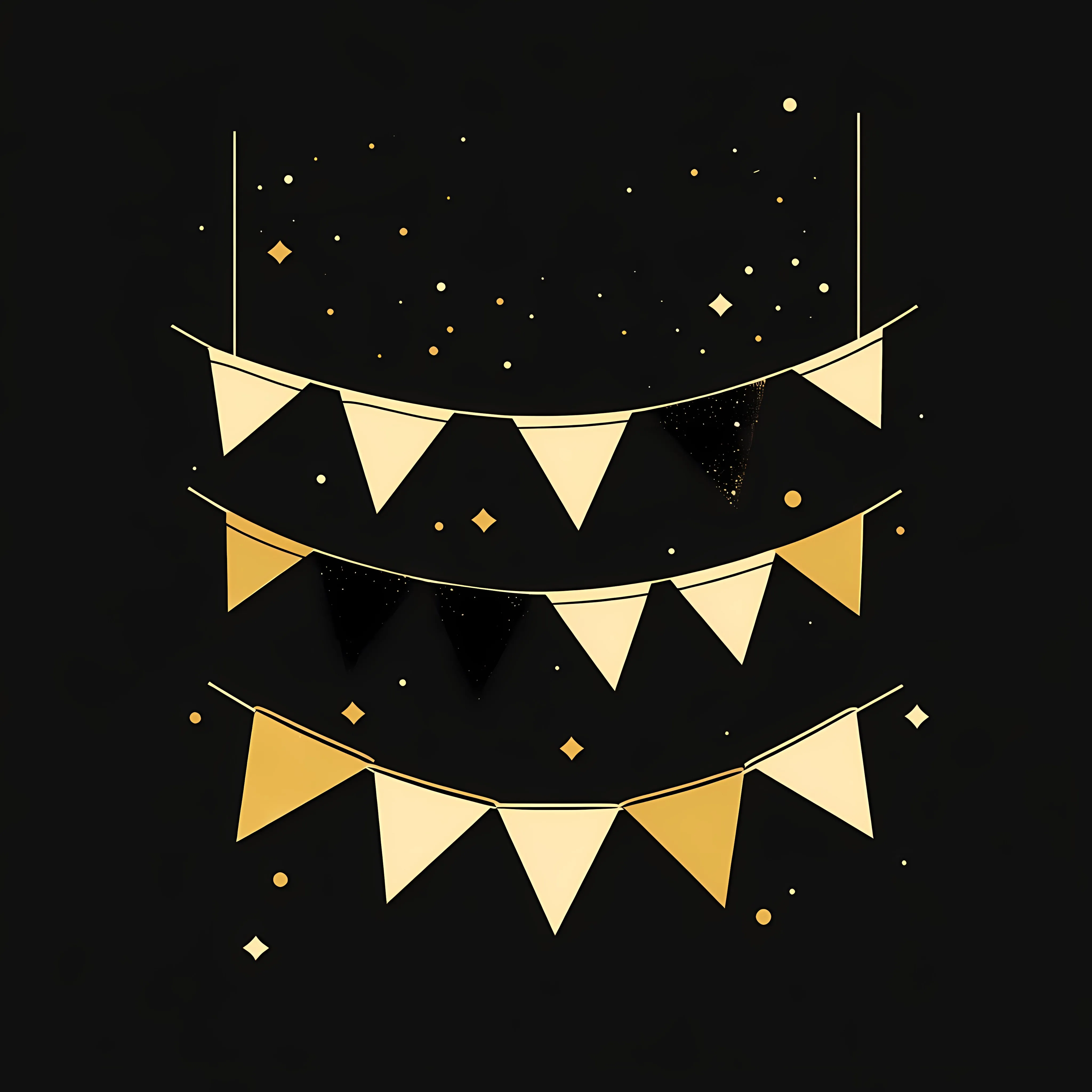 Black and Gold Birthday Bunting Decoration — free download from Dotvec