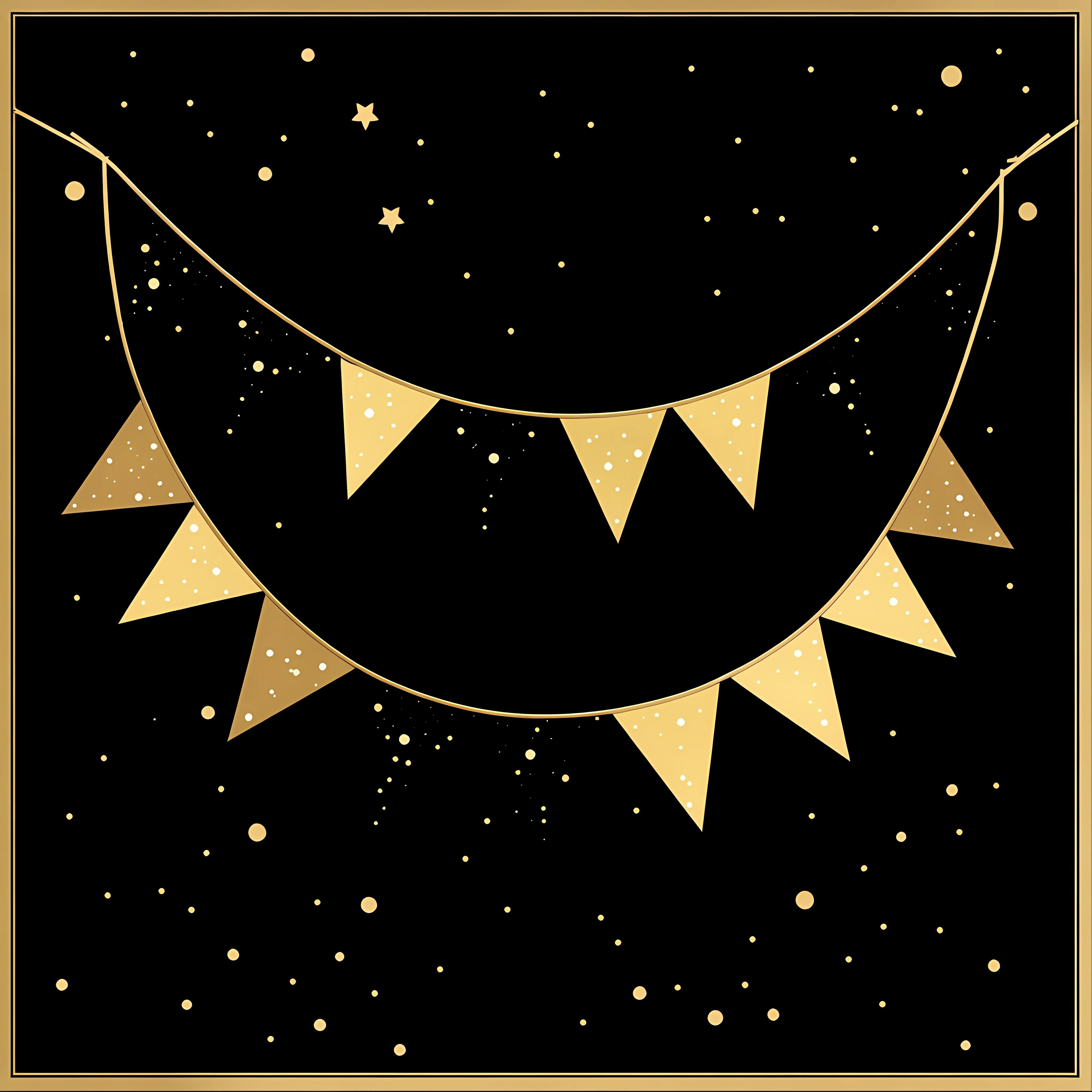 Black and Gold Birthday Bunting Illustration — free download from Dotvec