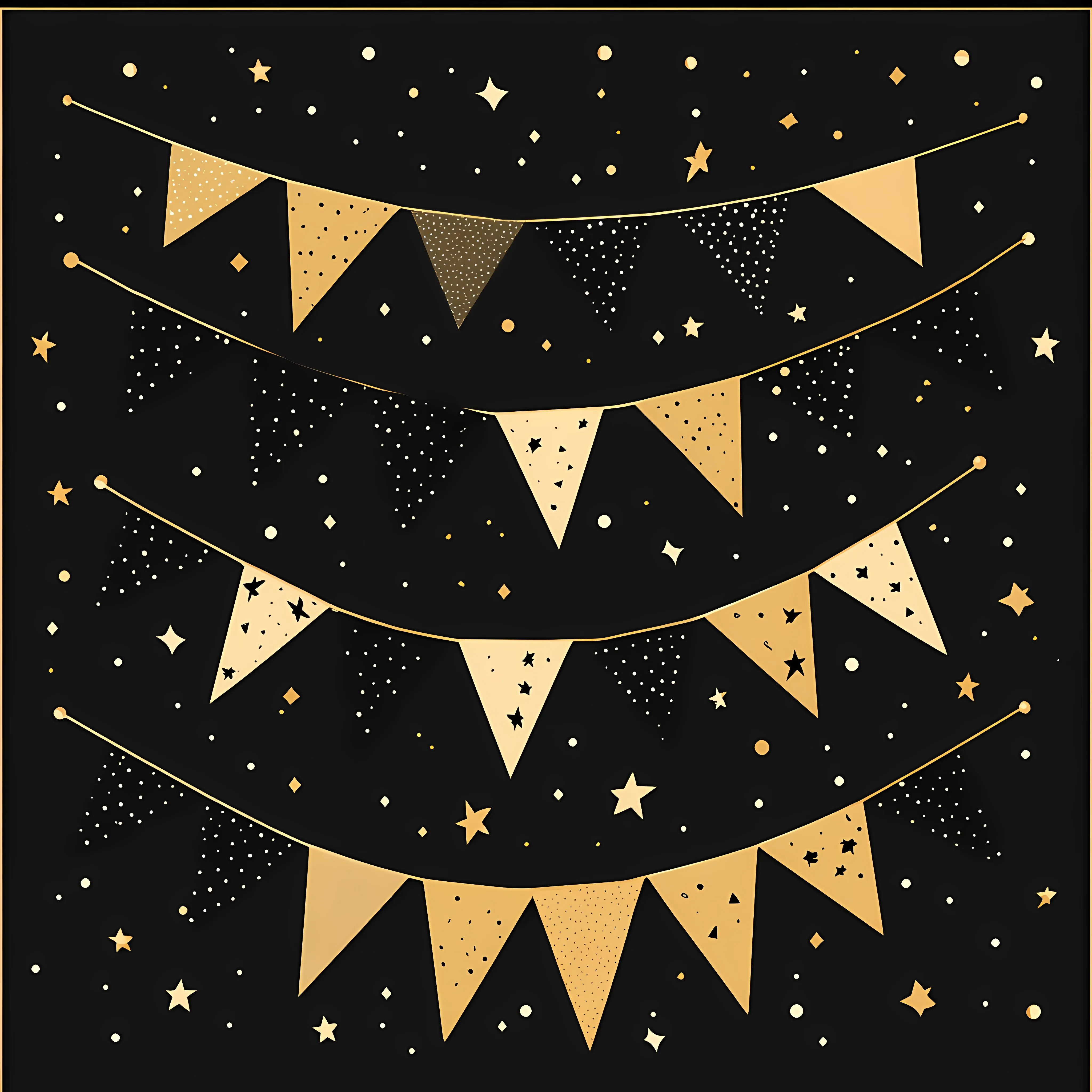 Black and Gold Birthday Bunting Decoration — free download from Dotvec