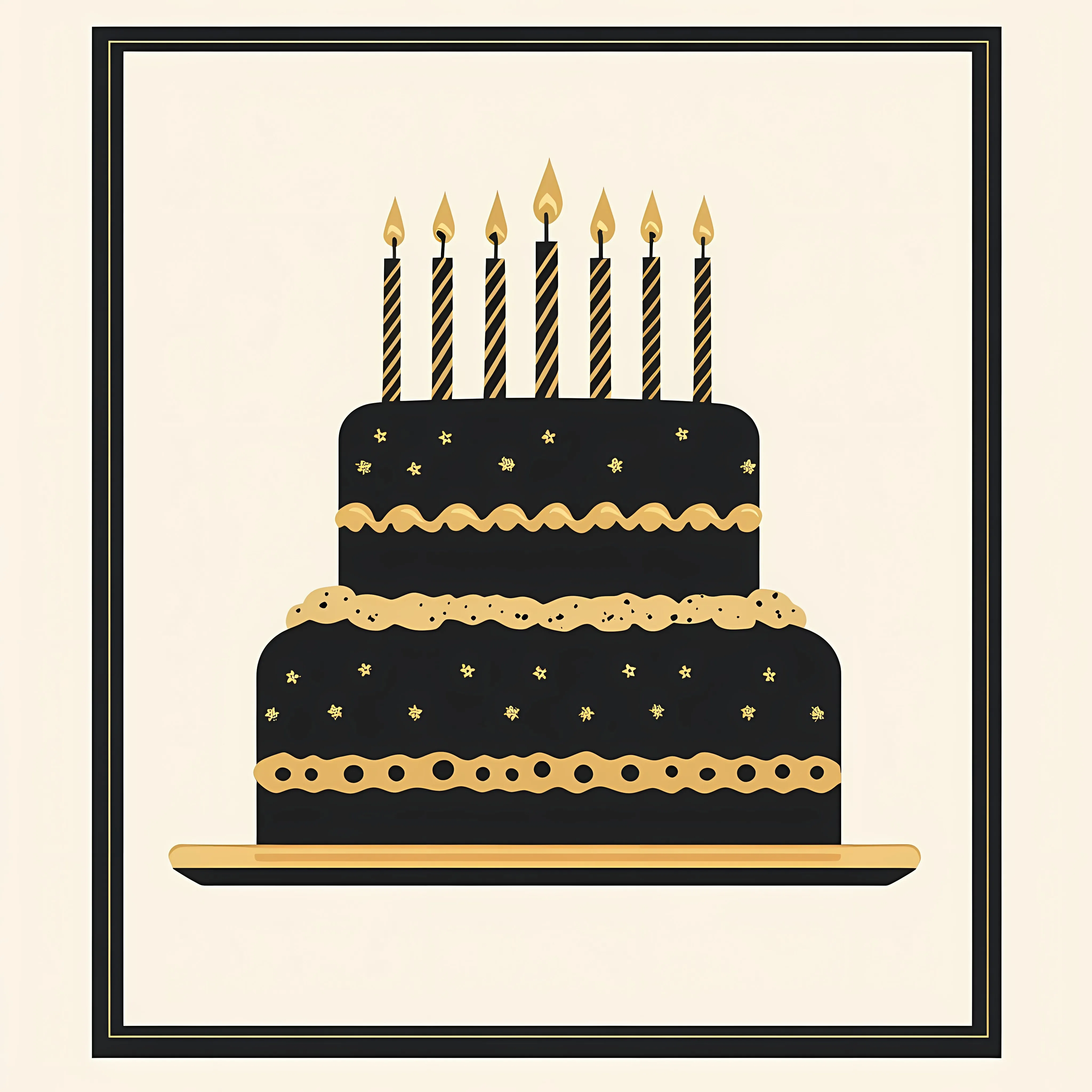 Elegant Black and Gold Birthday Cake Illustration — free download from Dotvec