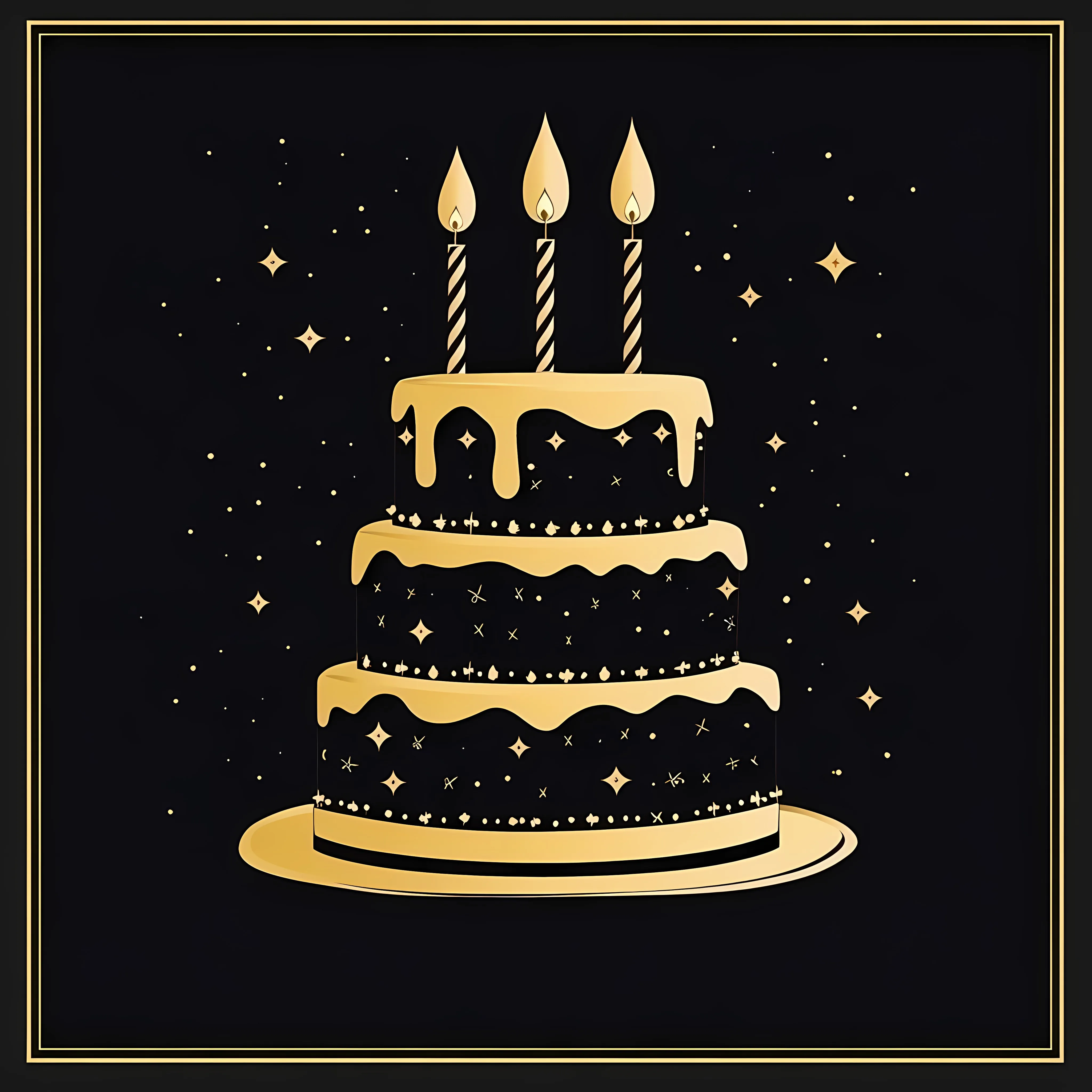 Black and Gold Birthday Cake Vector Illustration — free download from Dotvec