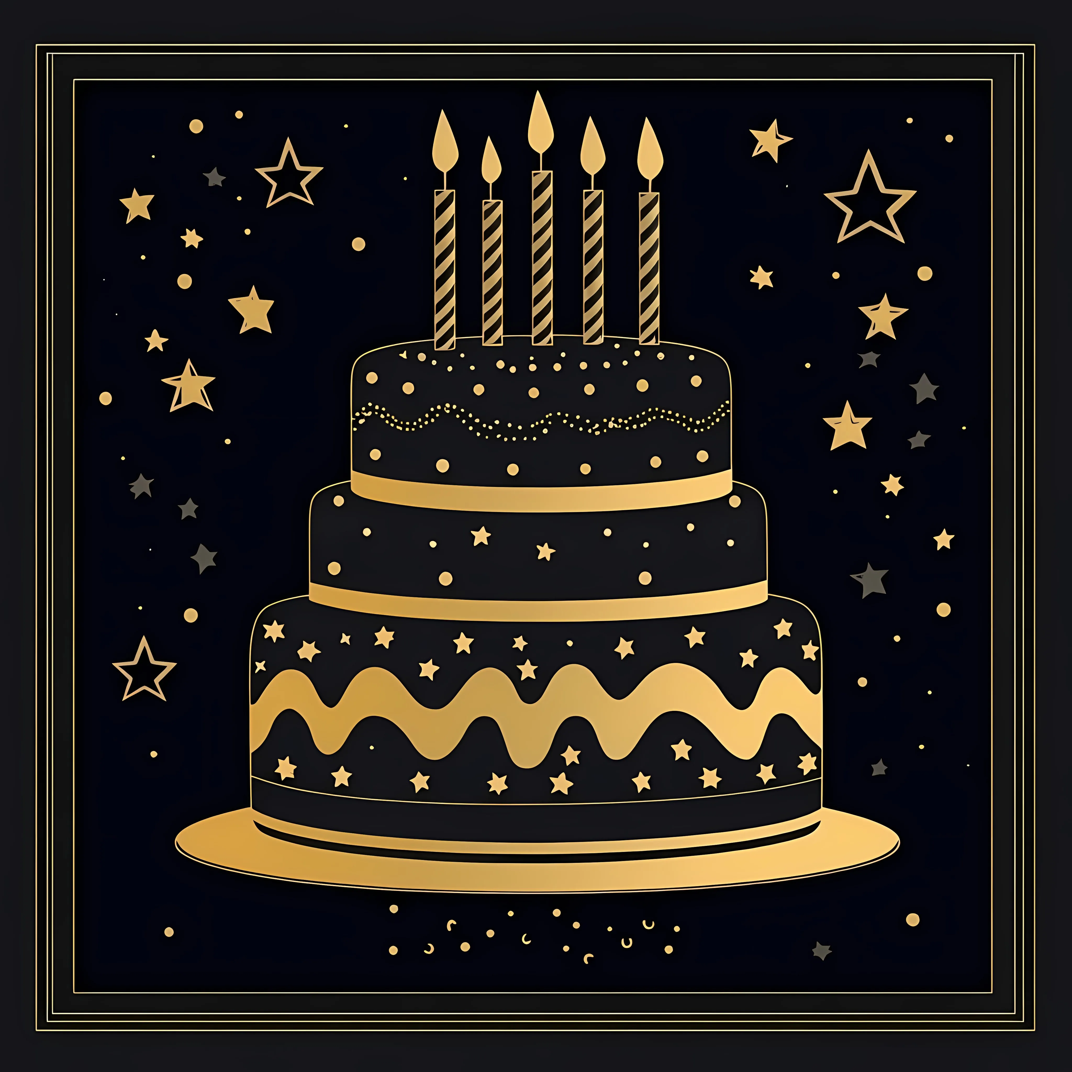 Black and Gold Birthday Cake Vector Illustration — free download from Dotvec