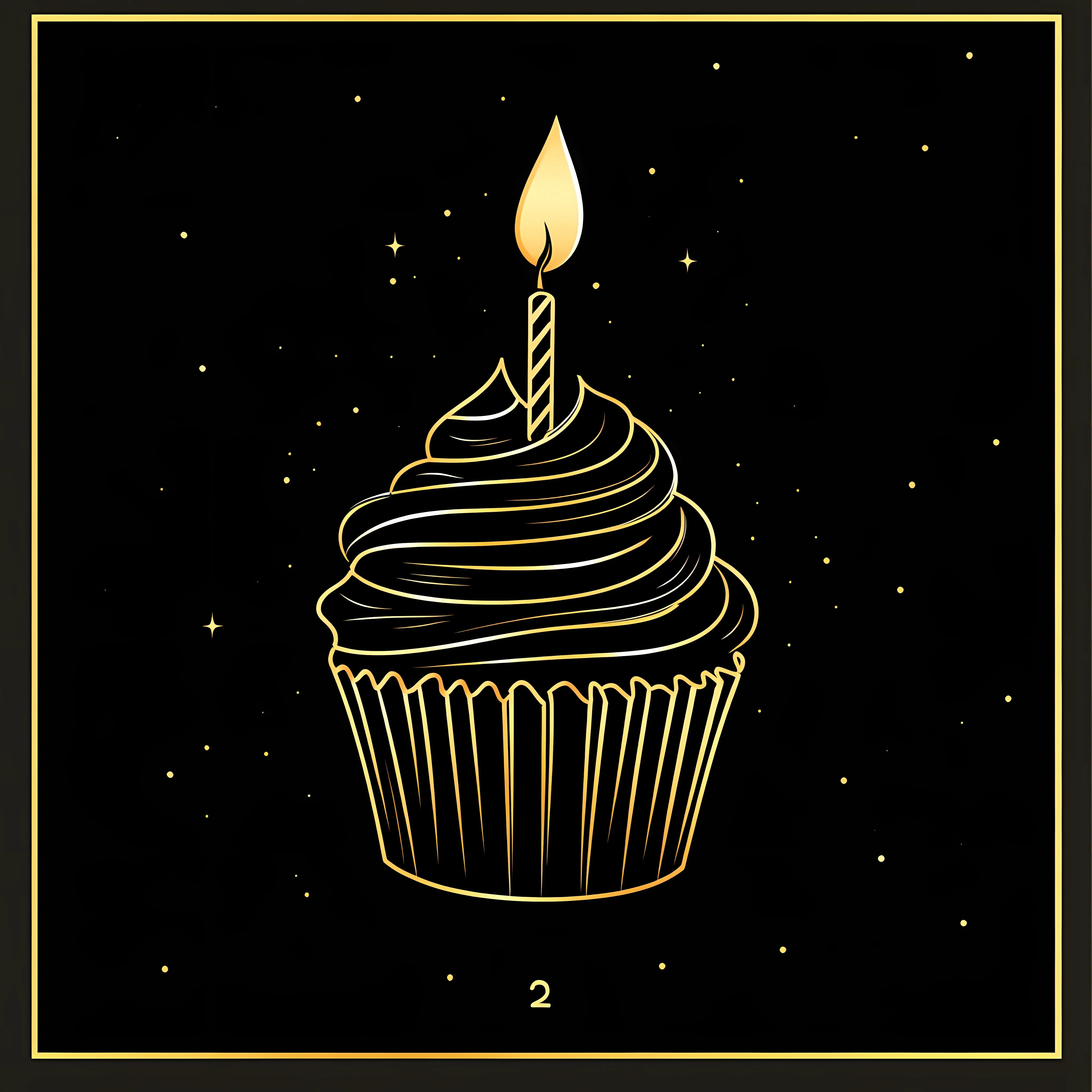 Black and Gold Birthday Cupcake Vector Illustration — free download from Dotvec