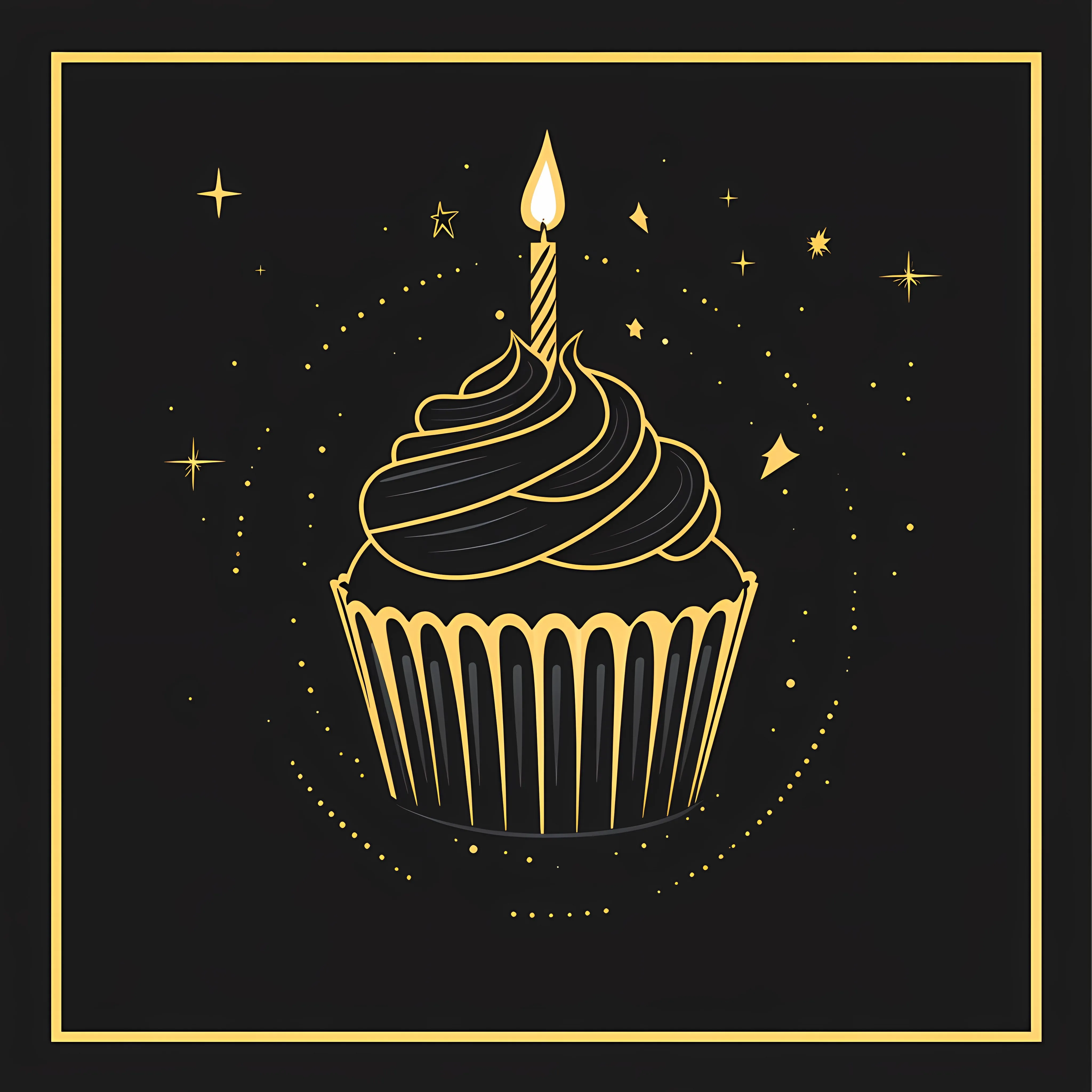Black and Gold Birthday Cupcake Vector Illustration — free download from Dotvec
