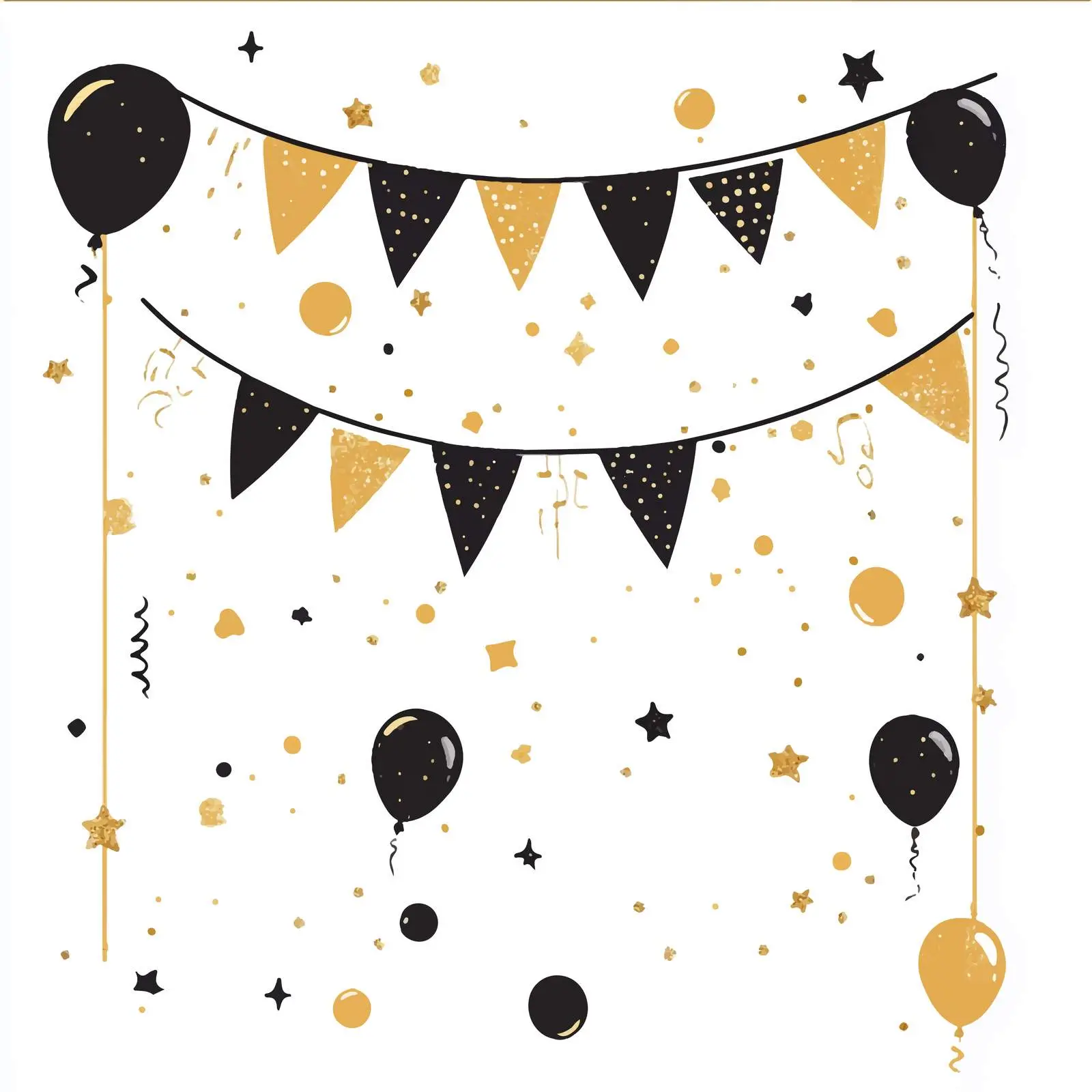 Black and Gold Birthday Garland Vector — free download from Dotvec