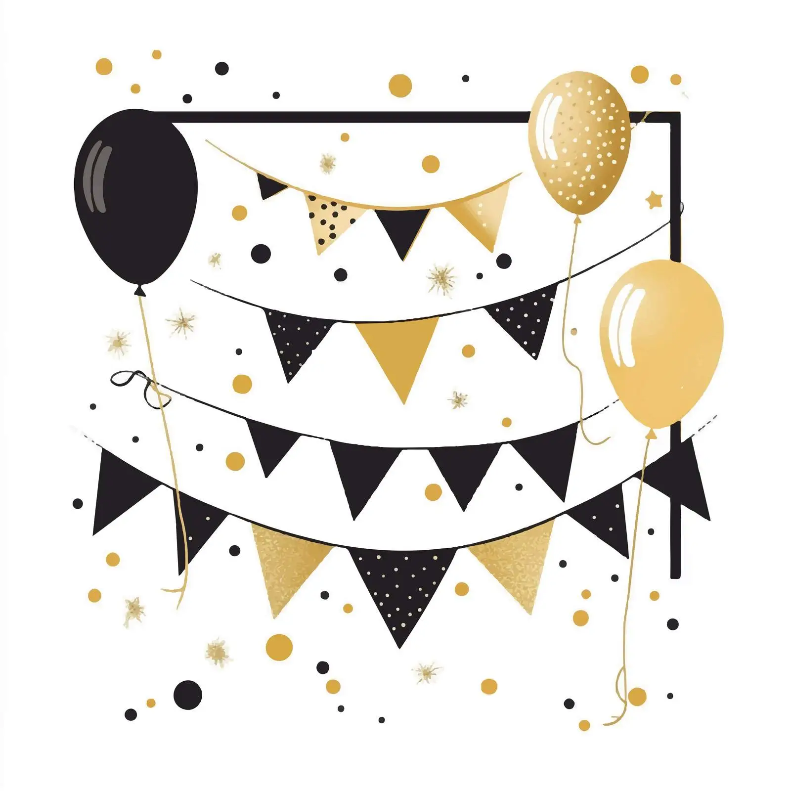 Black and Gold Birthday Garland Illustration — free download from Dotvec