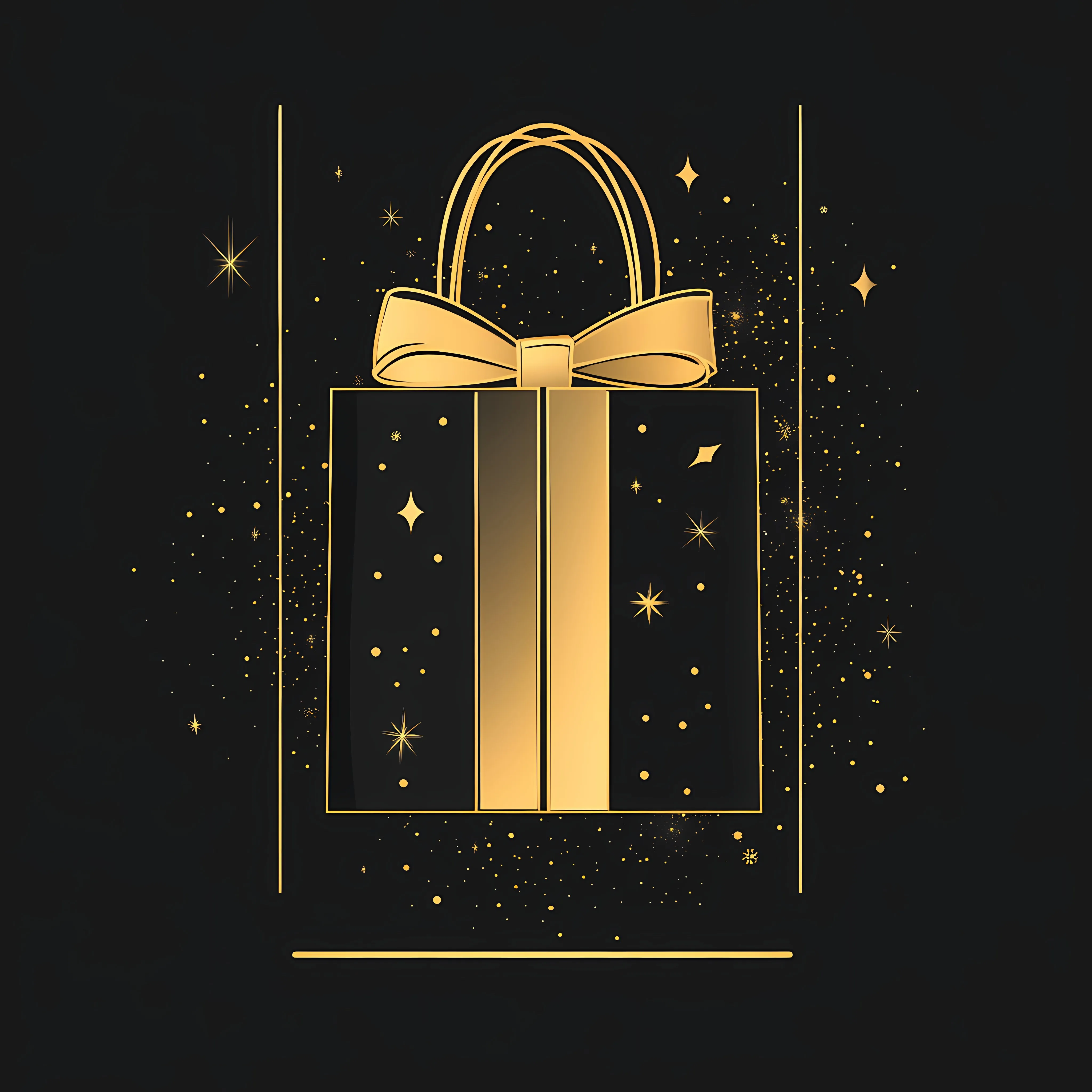 Black and Gold Birthday Gift Bag Illustration — free download from Dotvec