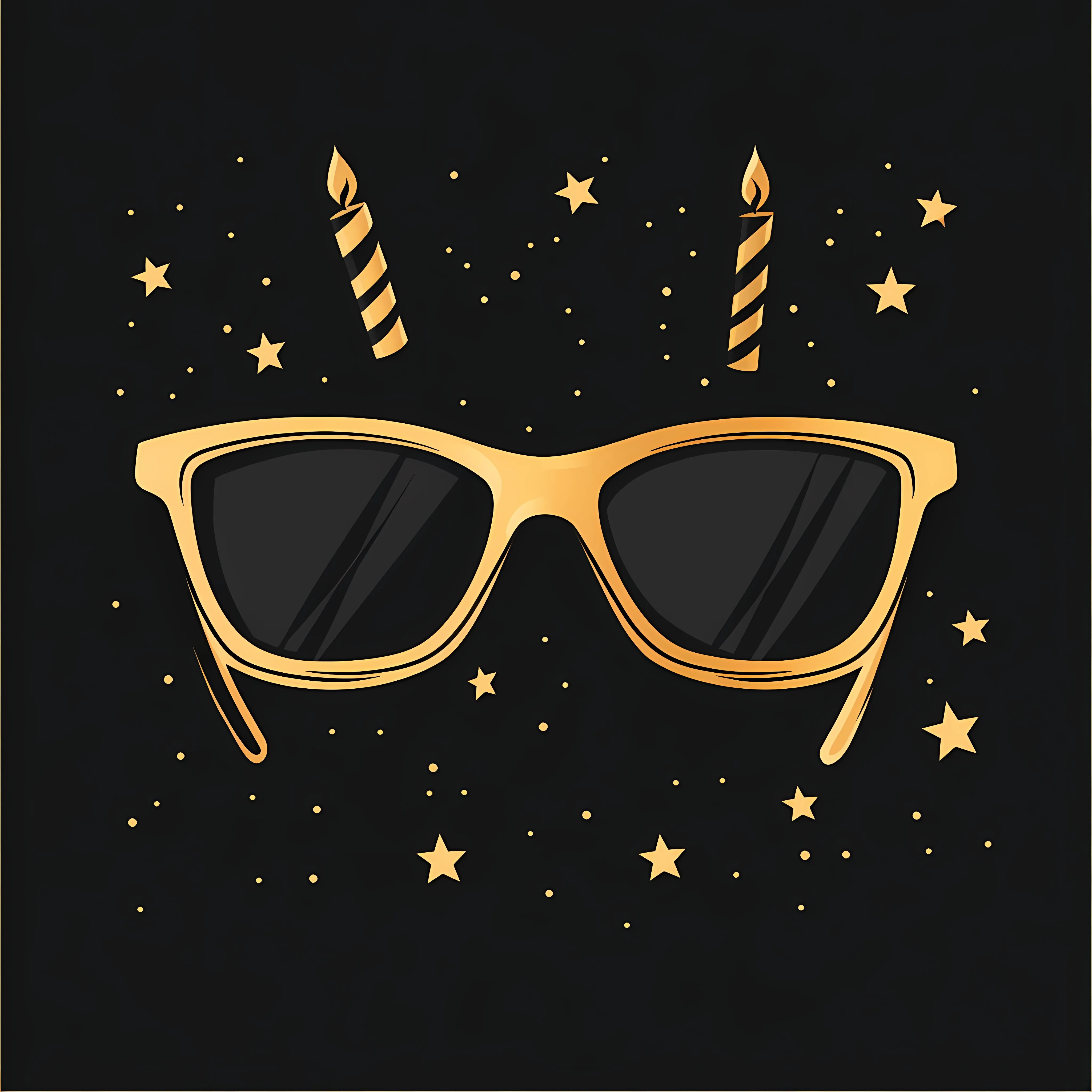 Black and Gold Birthday Glasses Vector Illustration — free download from Dotvec