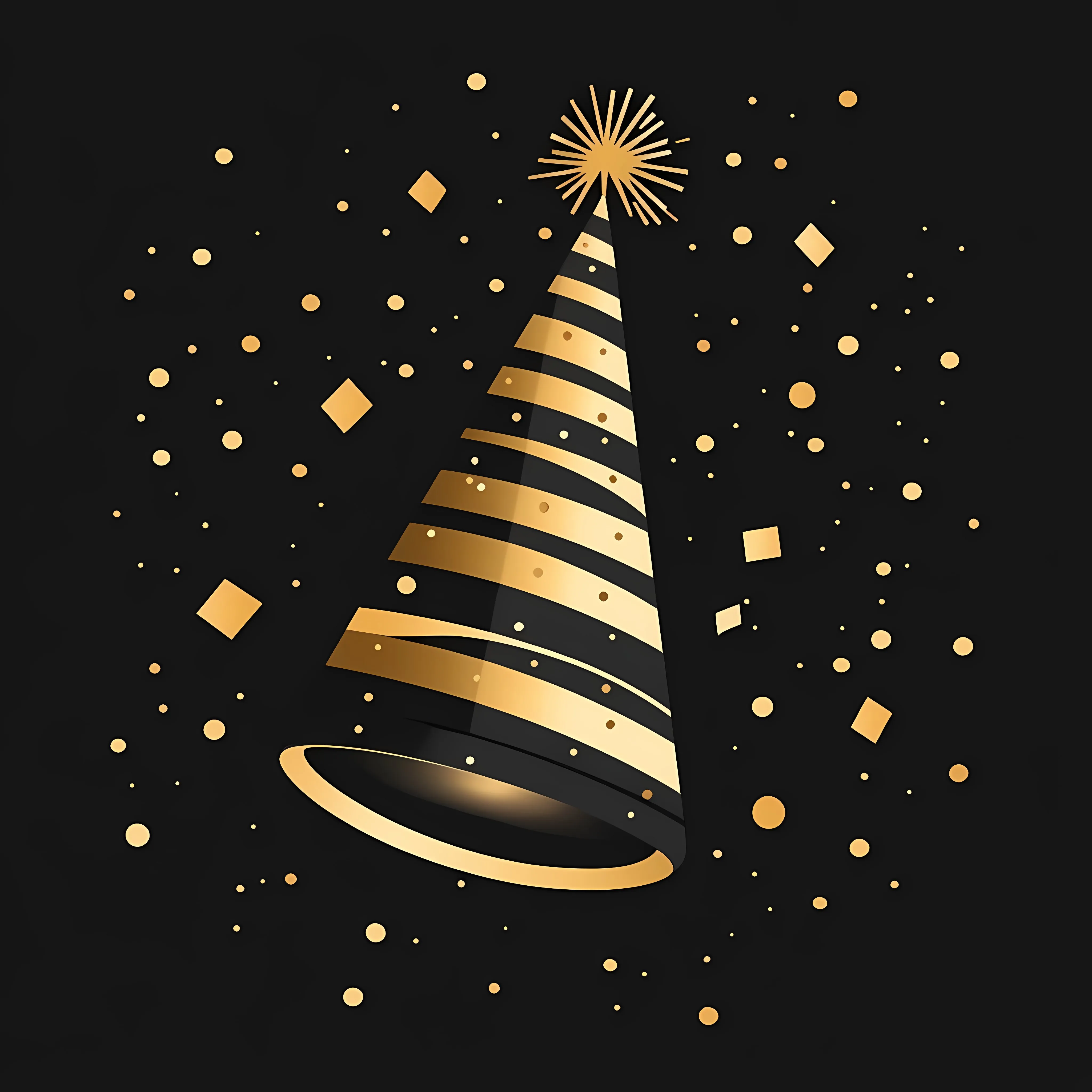 Black and Gold Birthday Horn Vector Illustration — free download from Dotvec