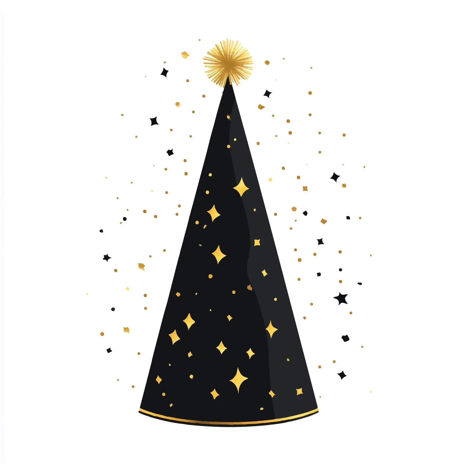 Black and Gold Birthday Party Hat — free download from Dotvec